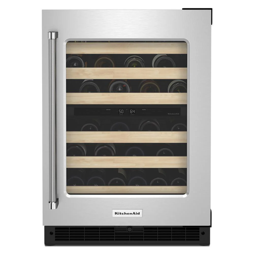 Kitchenaid KUWR214KSB 24" Undercounter Wine Cellar with Glass Door and Wood-Front Racks - Image 4