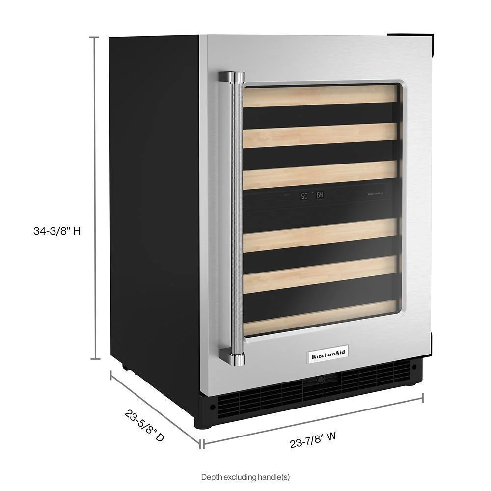 Kitchenaid KUWR214KSB 24" Undercounter Wine Cellar with Glass Door and Wood-Front Racks - Image 6