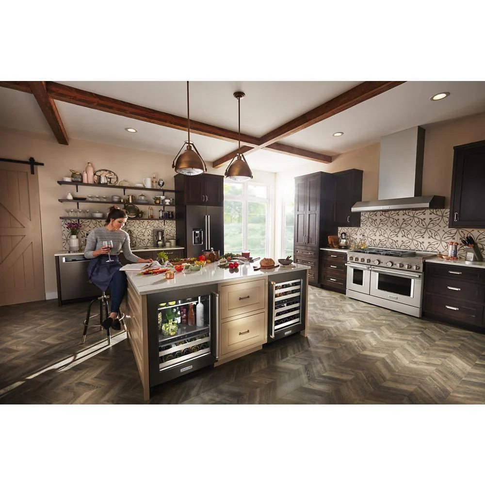 Kitchenaid KUWR314KBS 24" Undercounter Wine Cellar with Glass Door and Metal-Front Racks - Image 11