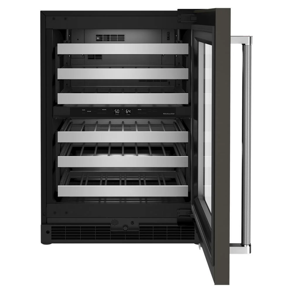 Kitchenaid KUWR314KBS 24" Undercounter Wine Cellar with Glass Door and Metal-Front Racks - Image 7