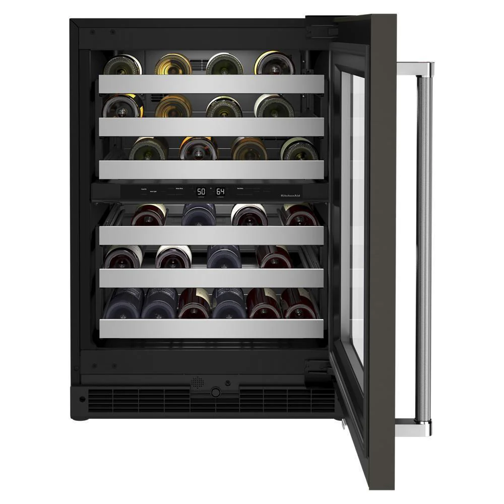 Kitchenaid KUWR314KBS 24" Undercounter Wine Cellar with Glass Door and Metal-Front Racks - Image 8
