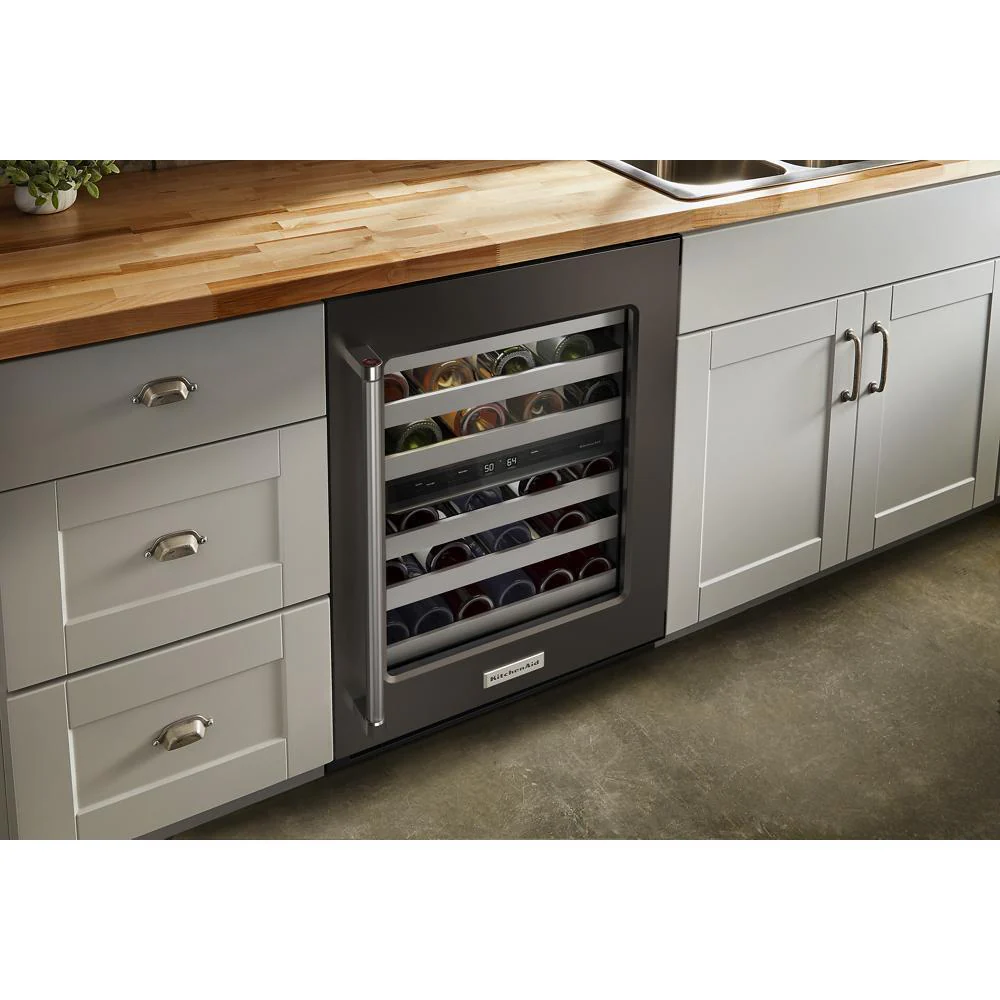 Kitchenaid KUWR314KBS 24" Undercounter Wine Cellar with Glass Door and Metal-Front Racks - Image 9