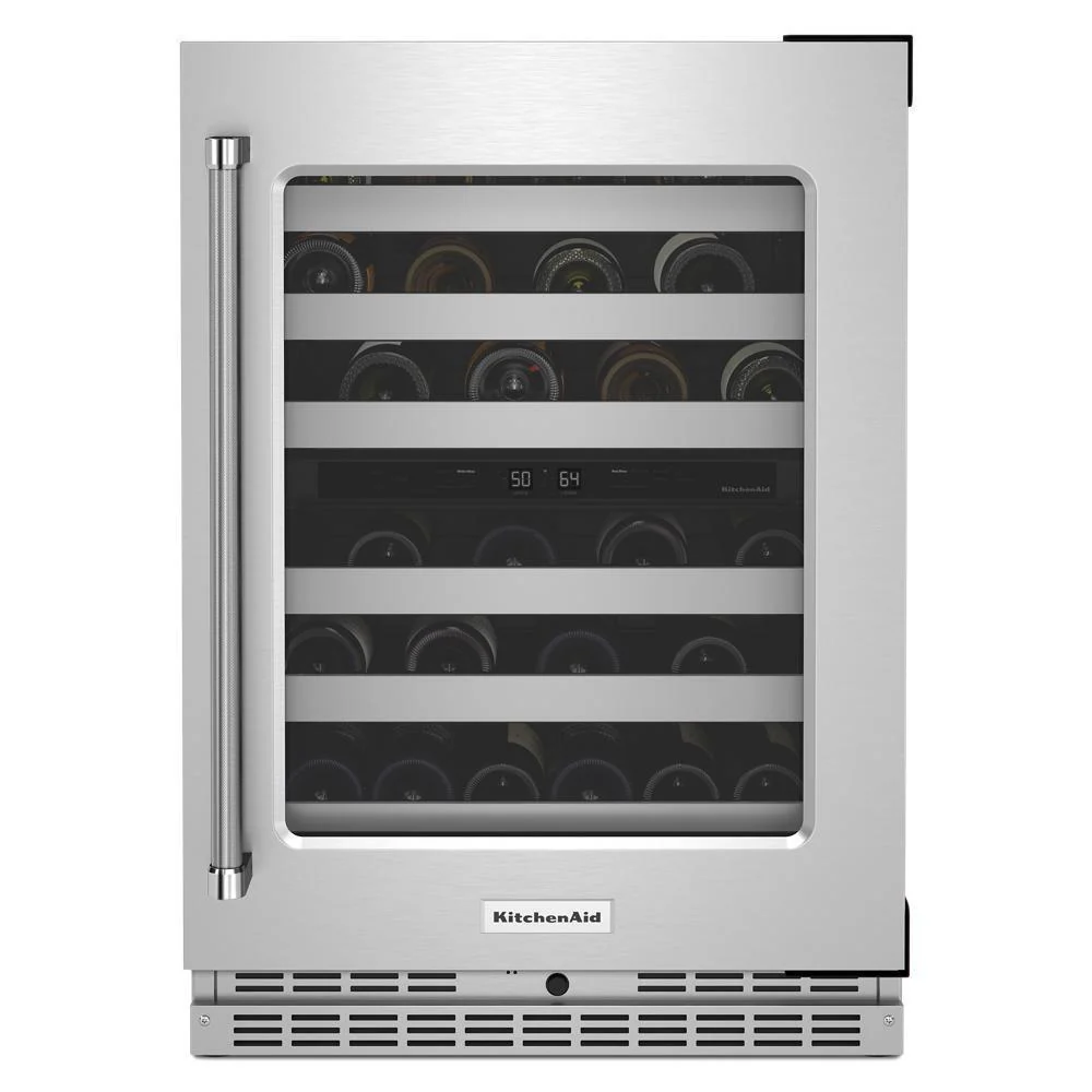 Kitchenaid KUWR314KSS 24" Undercounter Wine Cellar with Glass Door and Metal-Front Racks - Image 4