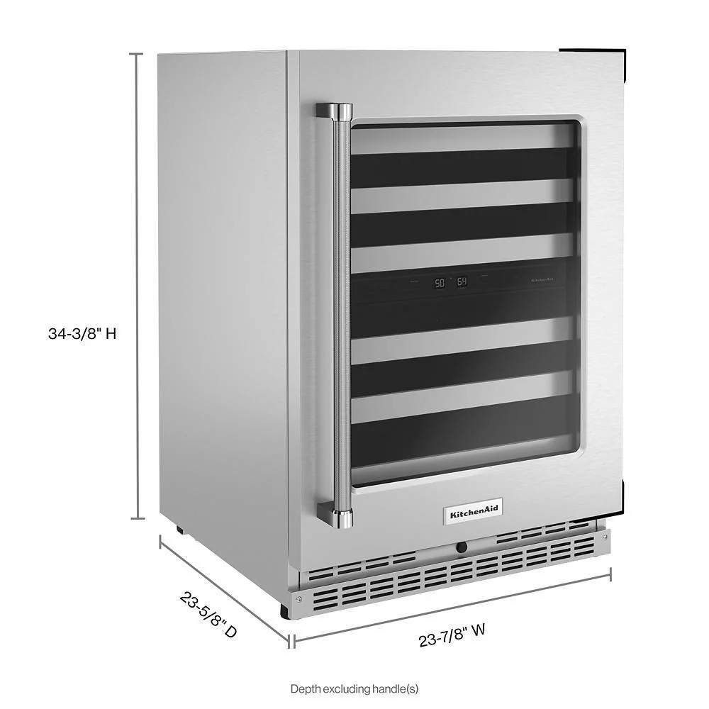 Kitchenaid KUWR314KSS 24" Undercounter Wine Cellar with Glass Door and Metal-Front Racks - Image 6