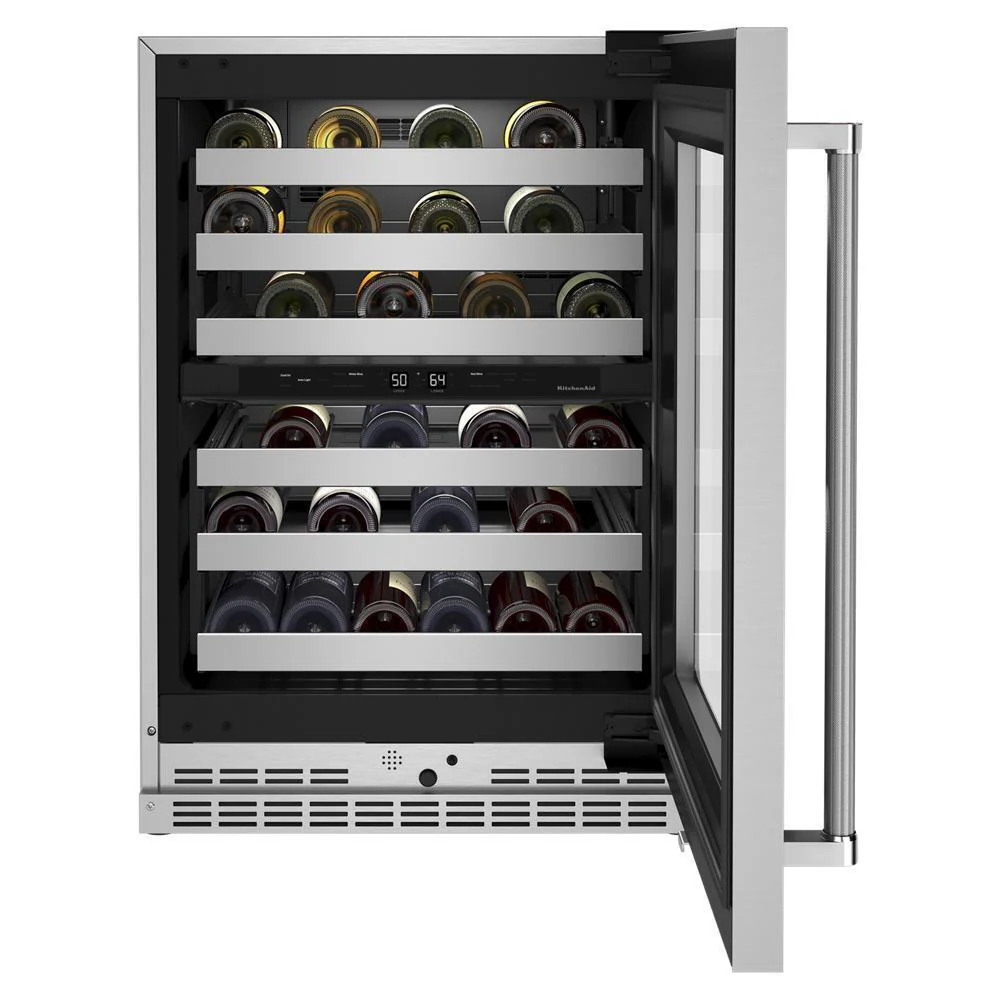 Kitchenaid KUWR314KSS 24" Undercounter Wine Cellar with Glass Door and Metal-Front Racks - Image 8