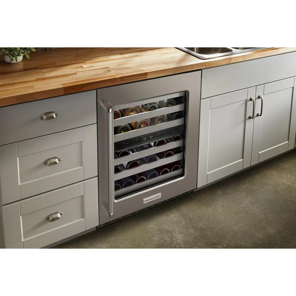 Kitchenaid KUWR314KSS 24" Undercounter Wine Cellar with Glass Door and Metal-Front Racks - Image 9