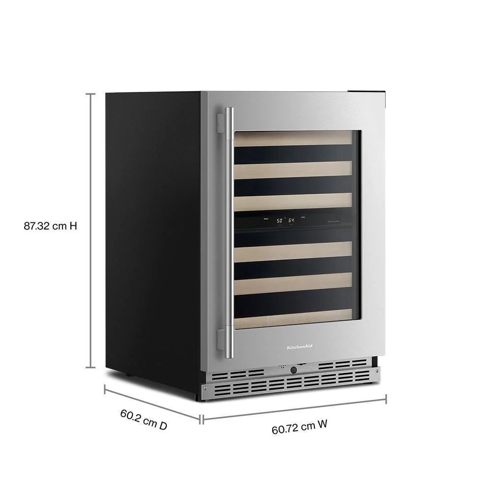 Kitchenaid KUWR524SPS 24" Undercounter Wine Cellar with Full-Extension Wood-Front Racks - Image 2