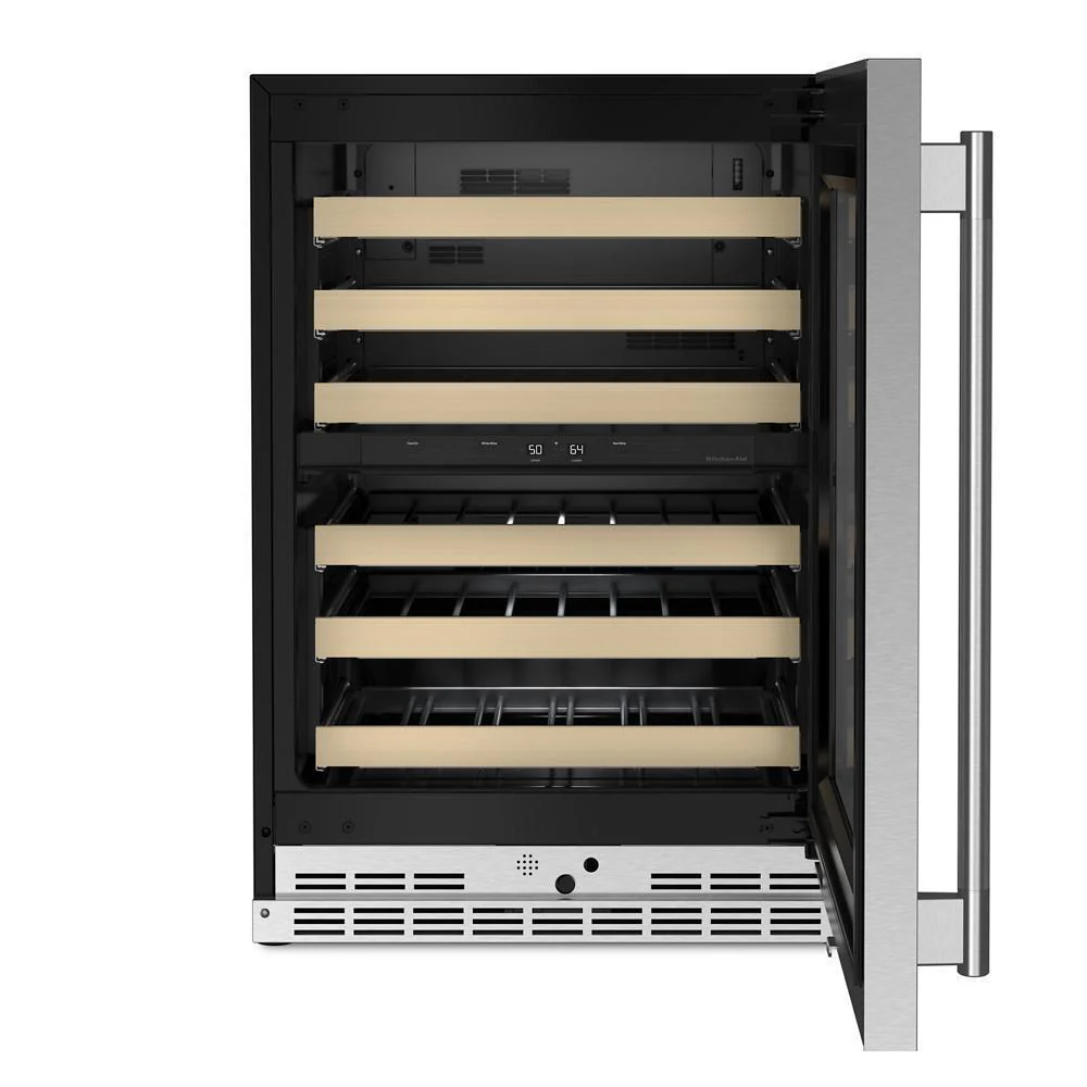 Kitchenaid KUWR524SPS 24" Undercounter Wine Cellar with Full-Extension Wood-Front Racks - Image 8