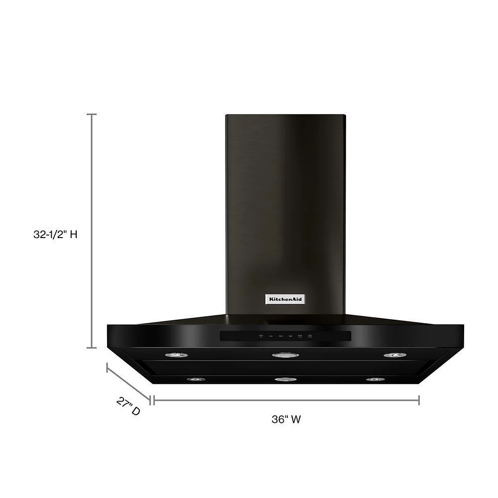 Kitchenaid KVIB606DBS 36" Island-Mount, 3-Speed Canopy Hood - Image 3