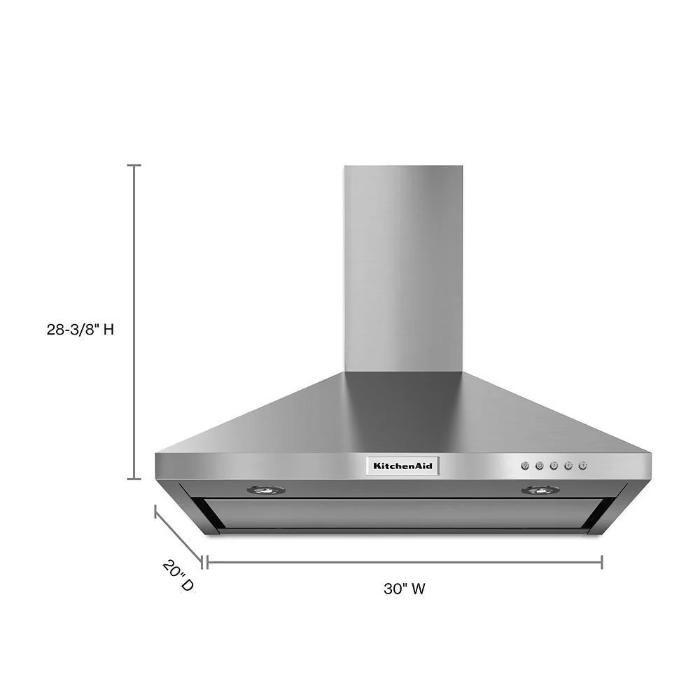 Kitchenaid KVWB400DSS 30" Wall-Mount, 3-Speed Canopy Hood - Image 2