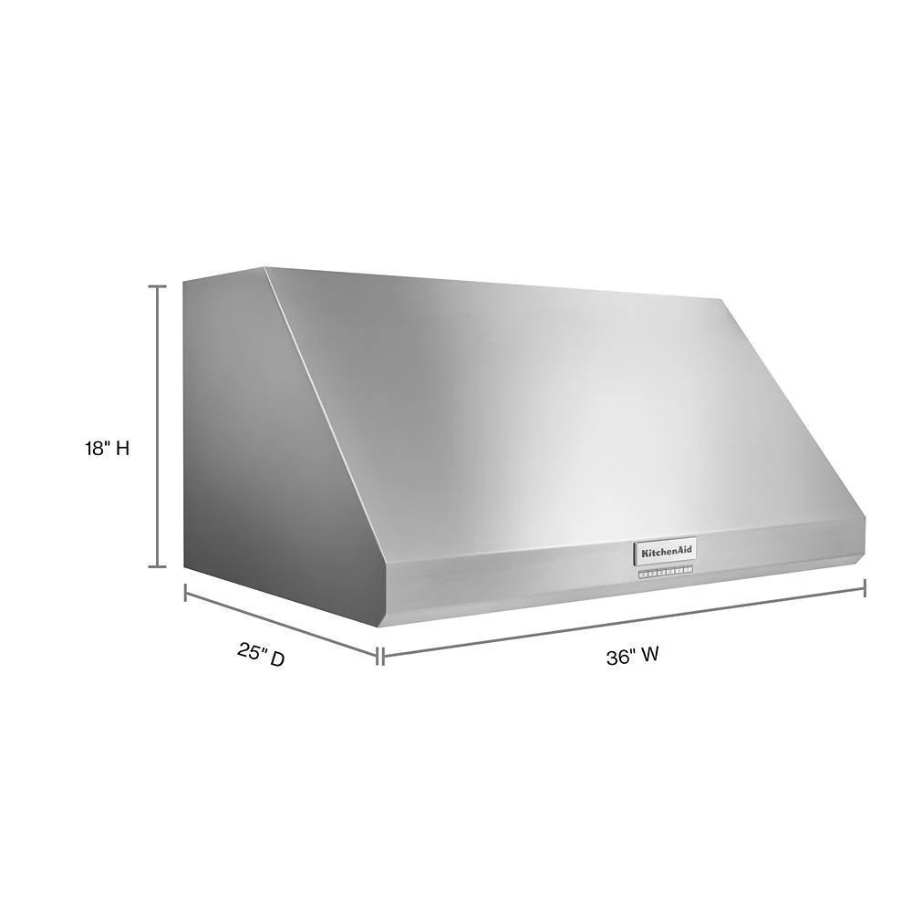 Kitchenaid KVWC906KSS 36" 585 or 1170 CFM Motor Class Commercial-Style Wall-Mount Canopy Range Hood - Image 8