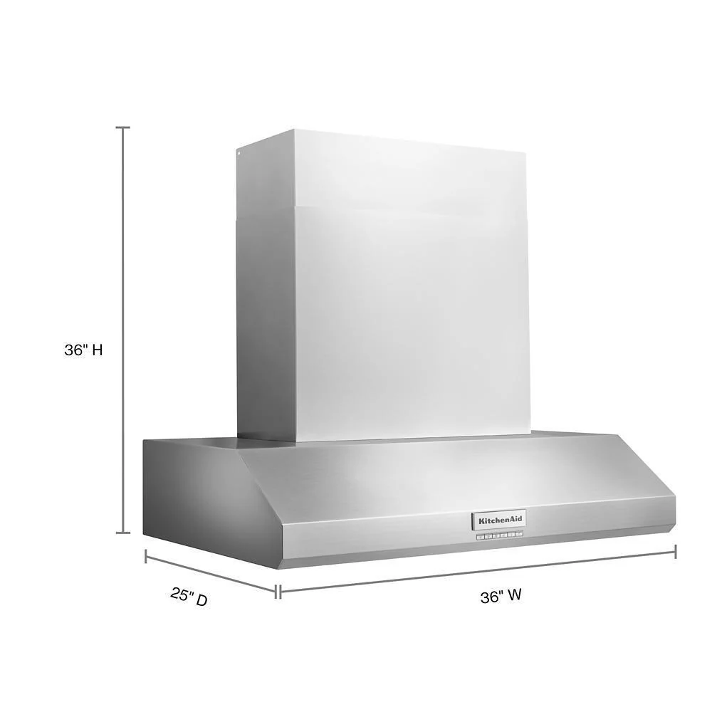 Kitchenaid KVWC956KSS 36" 585 or 1170 CFM Motor Class Commercial-Style Wall-Mount Canopy Range Hood - Image 8