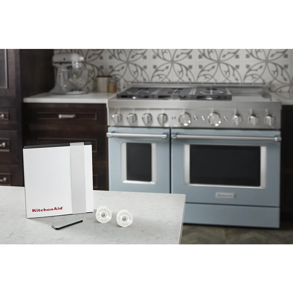 W11368841MP KitchenAid Commercial-Style Range Handle Medallion Kit - Mascarpone (Includes Two Medallions, Screws, and One 1/8-IN Hex Wrench) - Image 2