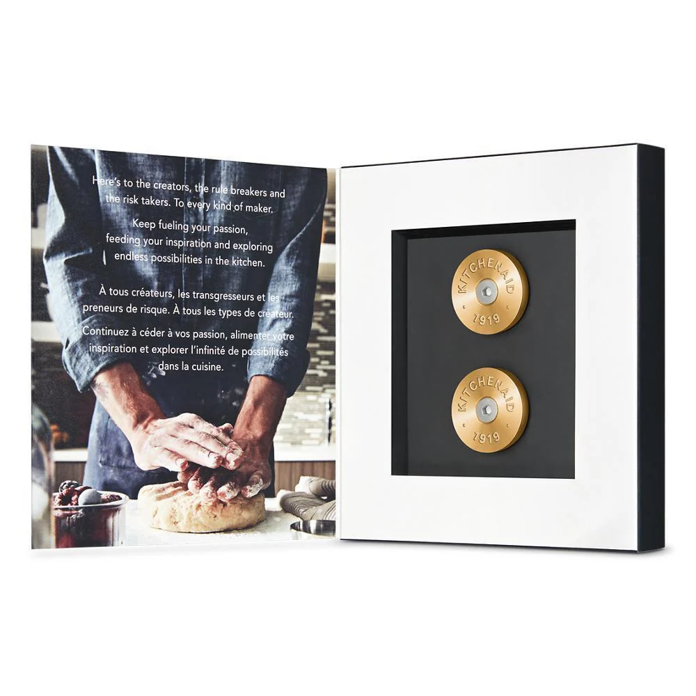 W11368841NE KitchenAid Commercial-Style Range Handle Medallion Kit - Gold (Includes Two Medallions, Screws, and One 1/8-IN Hex Wrench) - Image 3