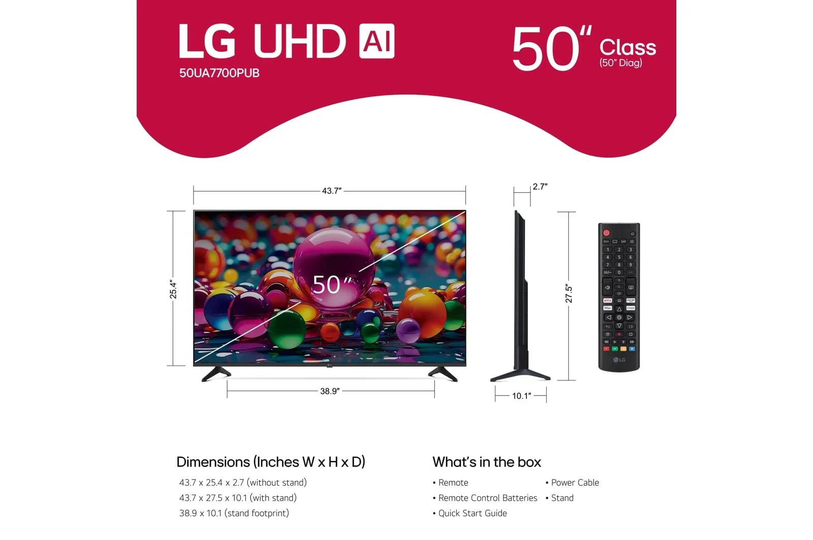Lg 50UA7700PUB 50 Inch Class LG UHD AI UA77 4K Smart TV 2025 - Image 12
