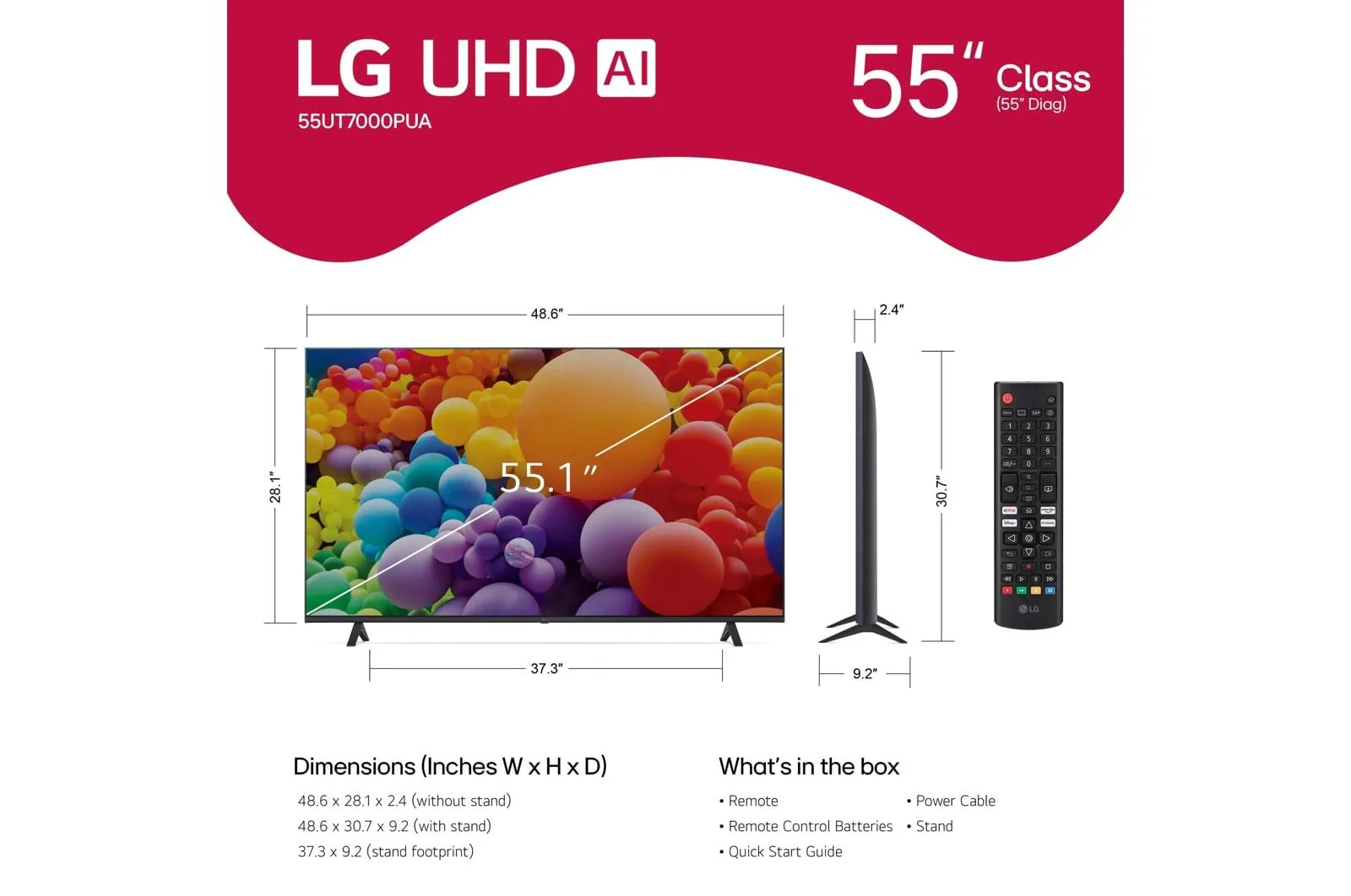 55UT7000PUA LG 55 Inch Class UHD Series 4K UHD TV with webOS 24 - Image 10