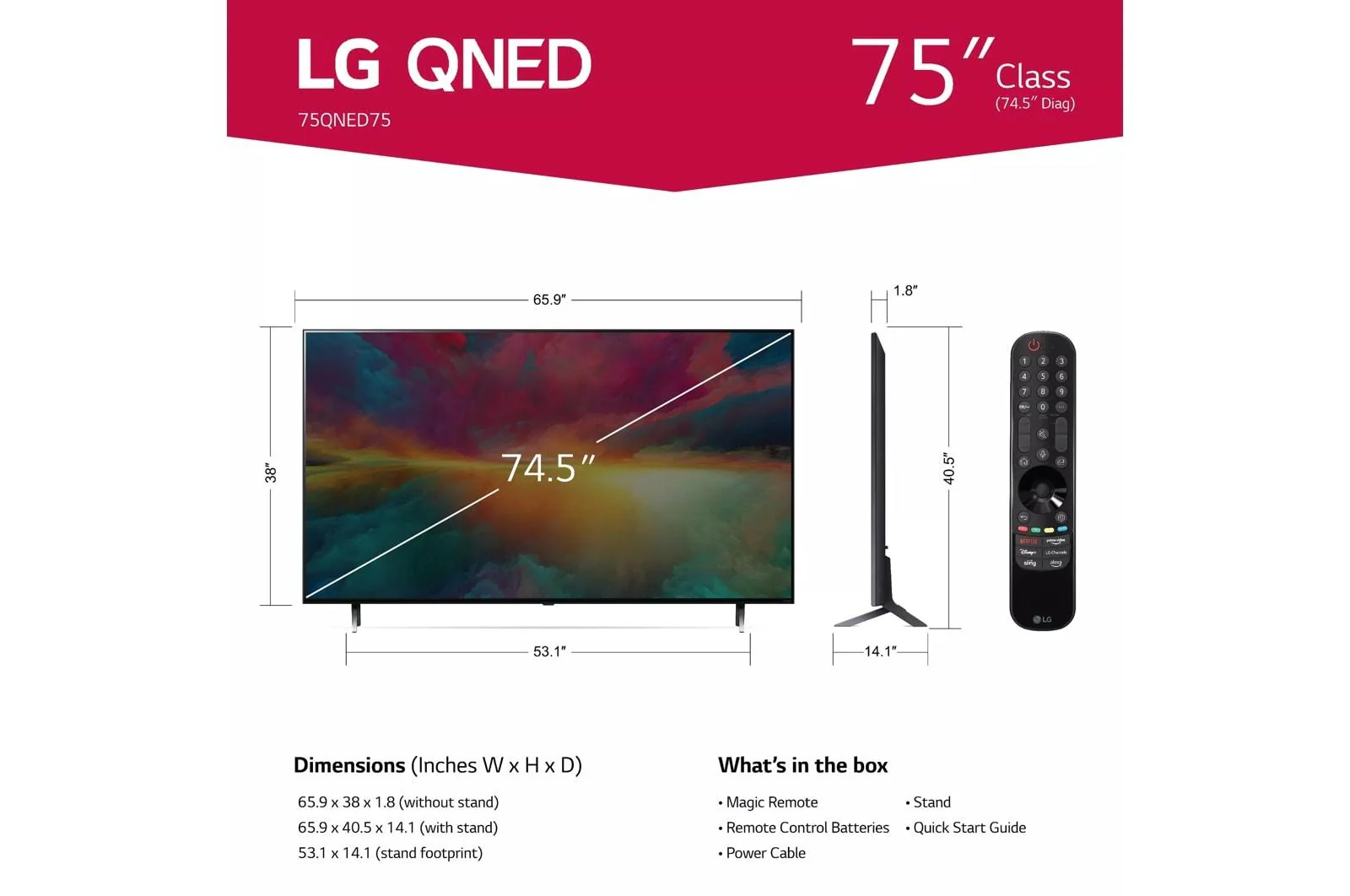 75QNED75URA LG 75 Inch Class QNED75 series LED 4K UHD Smart webOS 23 w/ ThinQ AI TV - Image 7