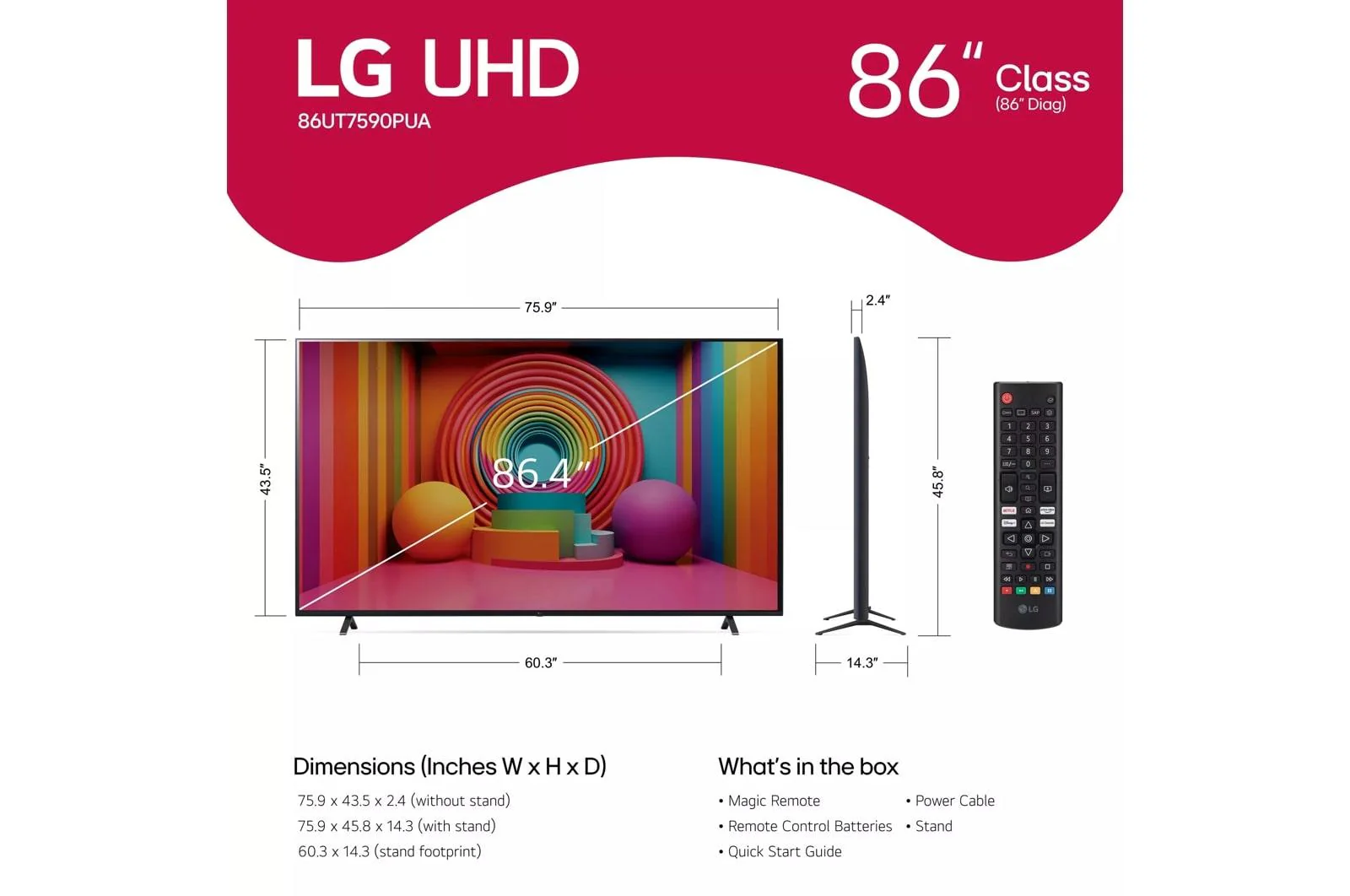 86UT7590PUA LG 86 Inch Class UHD Series 4K UHD TV with webOS 24 - Image 5
