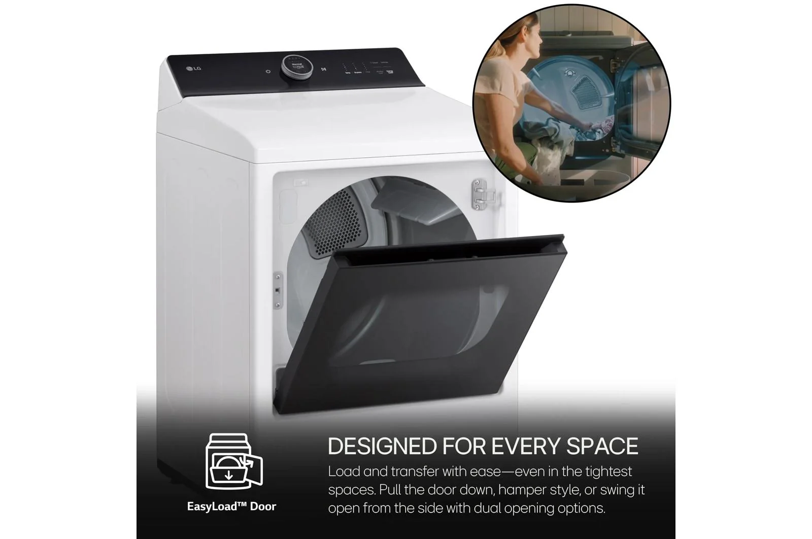 Lg DLEX8600WE 7.3 cu. ft. Ultra Large High Efficiency Electric TurboSteam™ LG EasyLoad™ Door, Wi-Fi Connectivity, White - Image 7