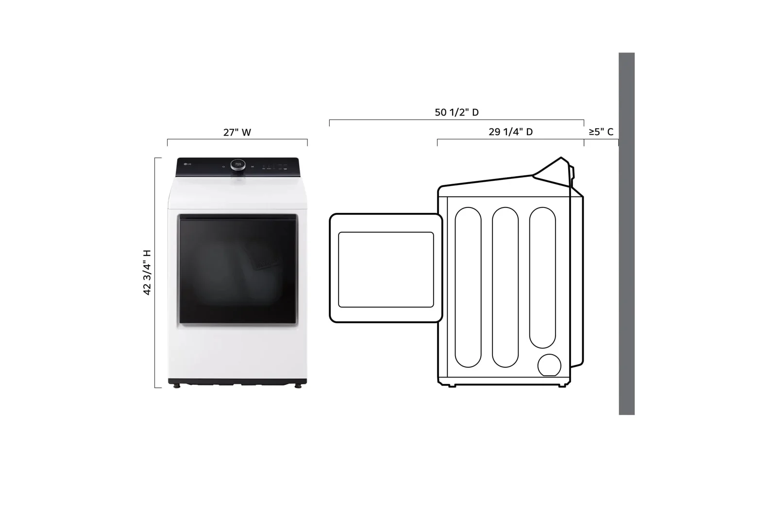 Lg DLEX8600WE 7.3 cu. ft. Ultra Large High Efficiency Electric TurboSteam™ LG EasyLoad™ Door, Wi-Fi Connectivity, White - Image 8