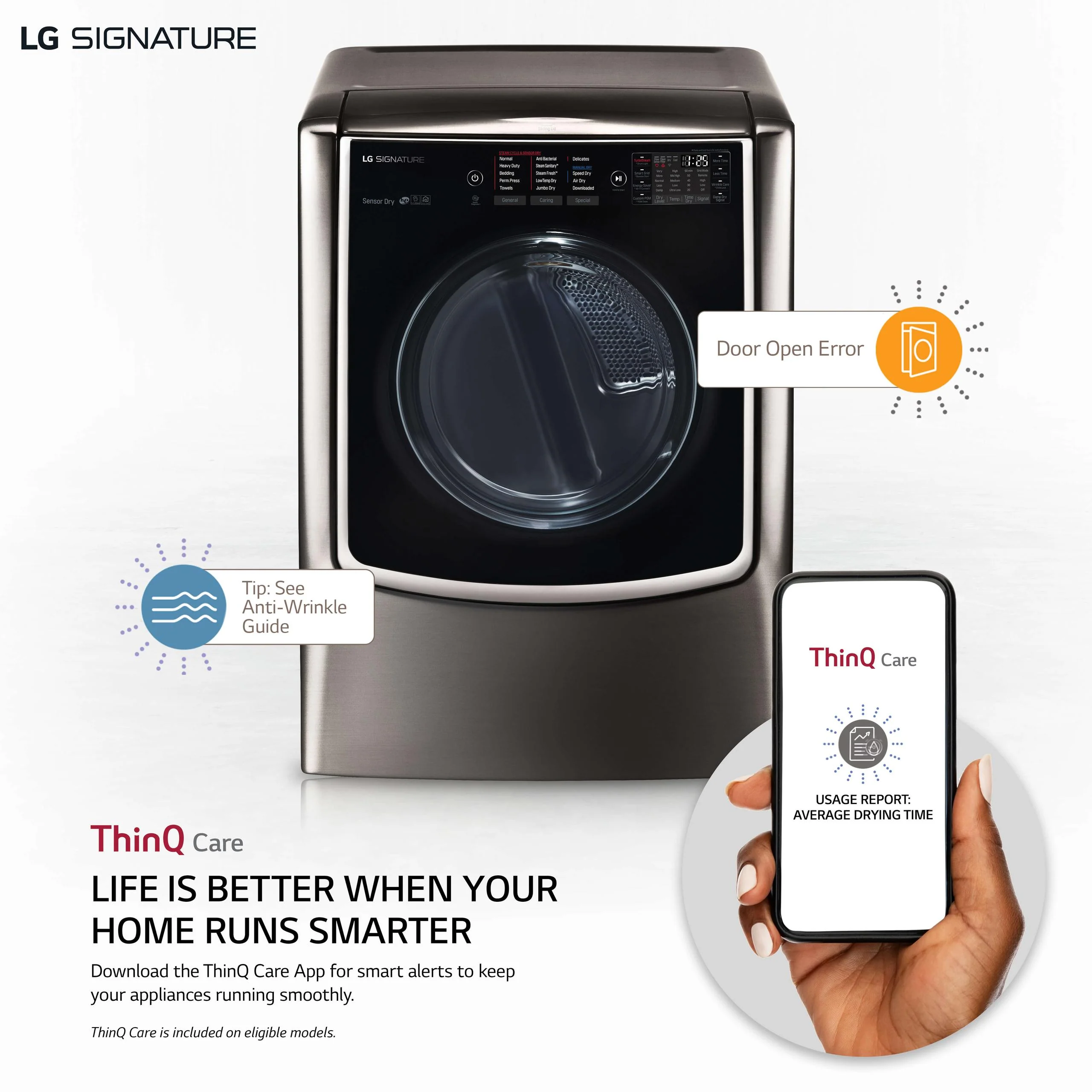 DLEX9500K LG SIGNATURE 9.0 cu. ft. Large Smart wi-fi Enabled Electric Dryer w/ TurboSteam™ - Image 2