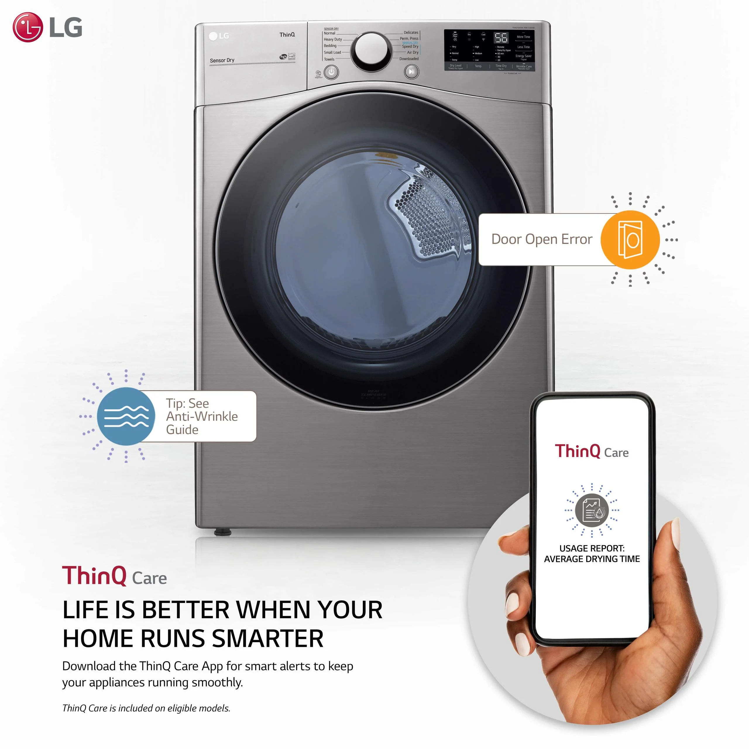 7.4 cu. ft. Ultra Large Capacity Smart wi-fi Enabled Front Load Gas Dryer with Built-In Intelligence - Image 2