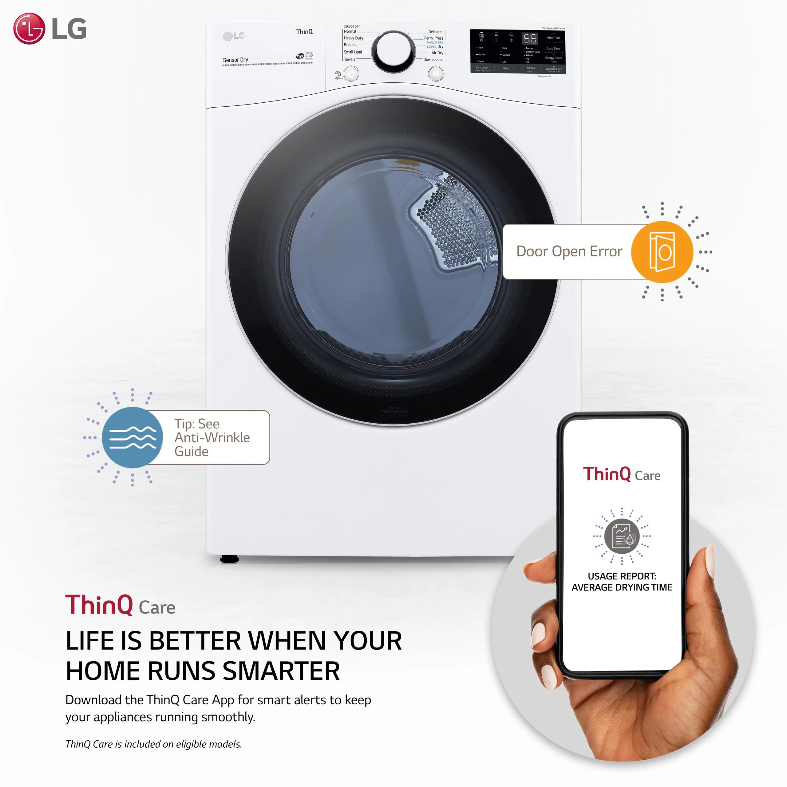 7.4 cu. ft. Ultra Large Capacity Smart wi-fi Enabled Front Load Gas Dryer with Built-In Intelligence - Image 2