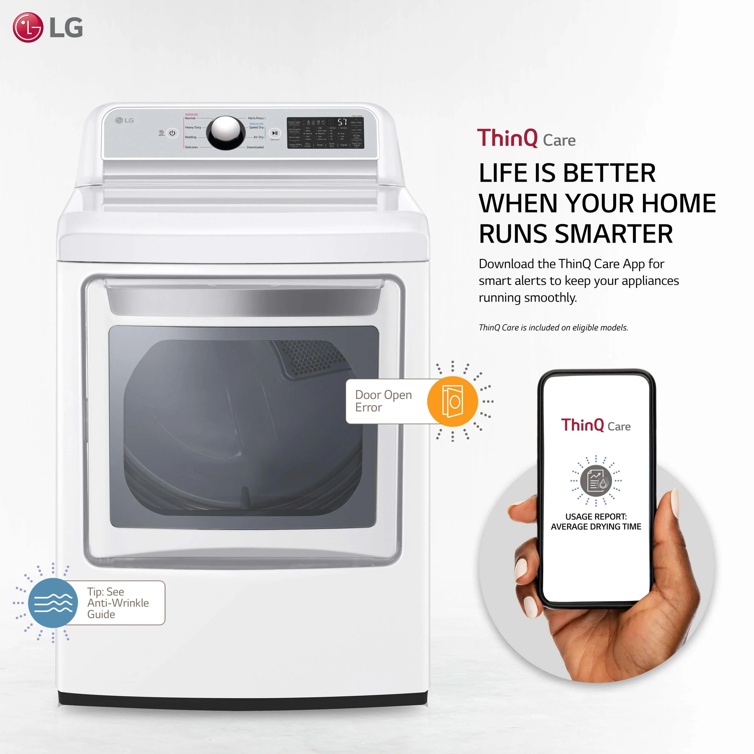 Lg 7.3 cu. ft. Ultra Large Capacity Smart wi-fi Enabled Rear Control Gas Dryer with EasyLoad™ Door - Image 2