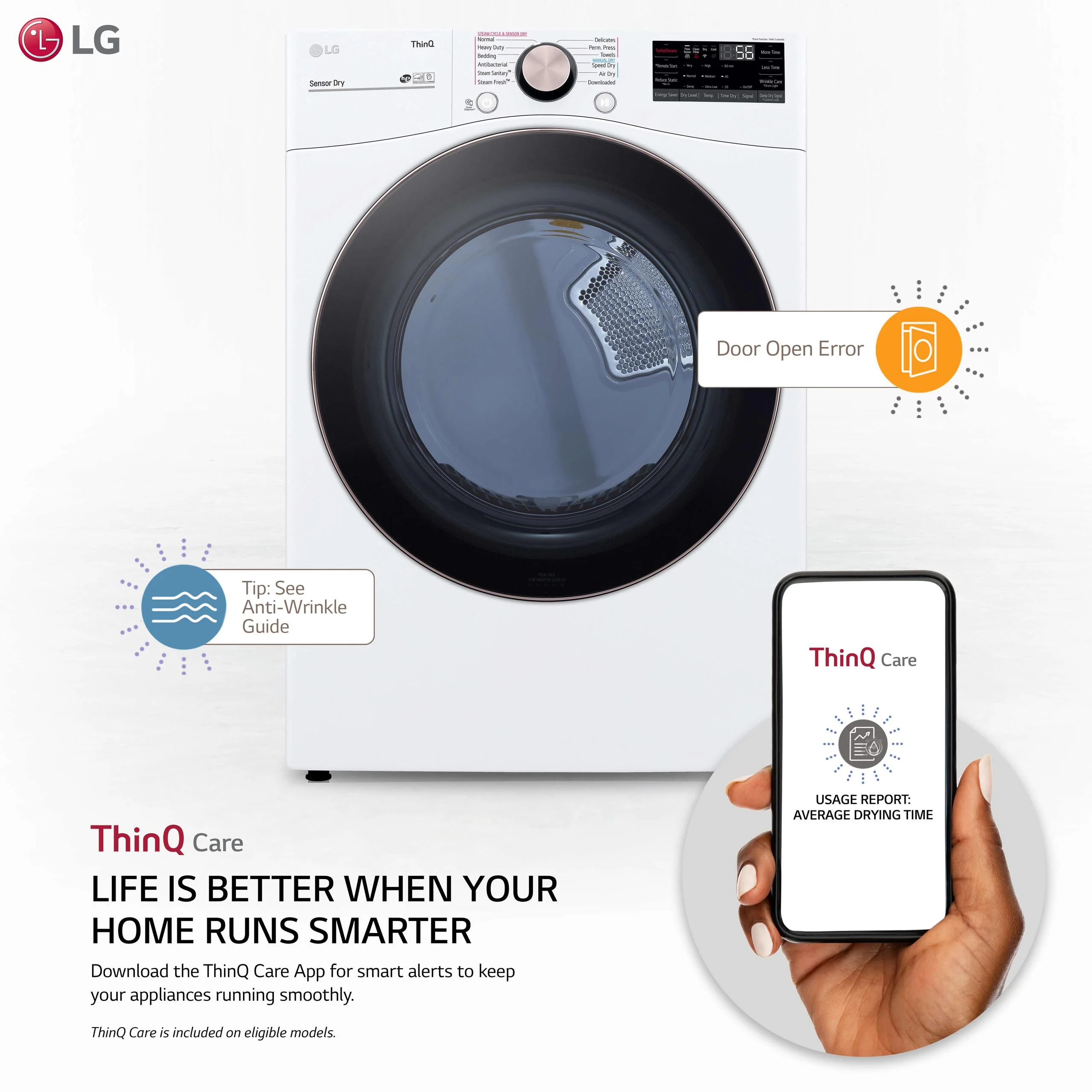 Lg DLGX4001W 7.4 cu. ft. Large Capacity Front Load Gas Dryer - White - Image 2