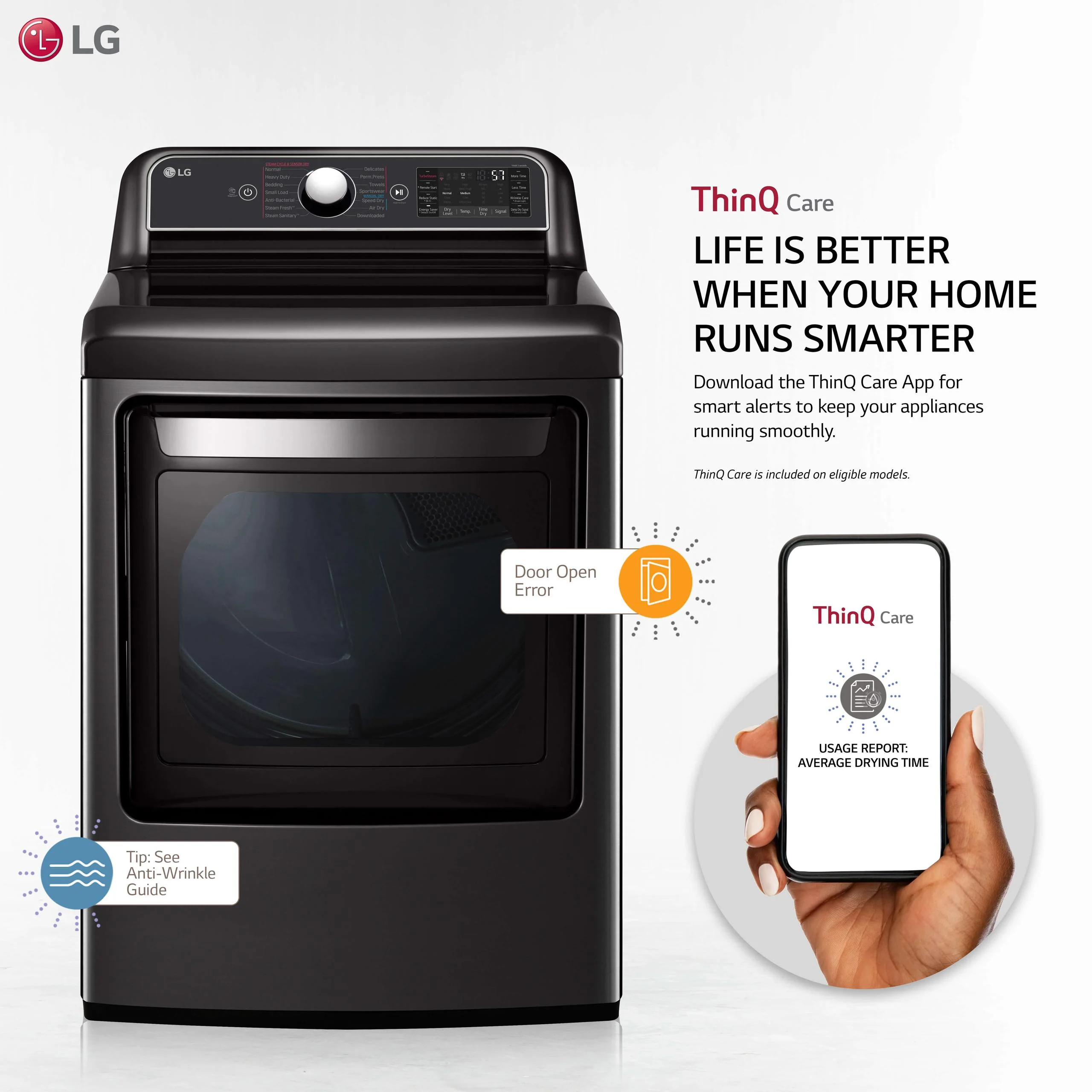 Lg 7.3 cu.ft. Smart wi-fi Enabled Gas Dryer with TurboSteam™ - Image 2