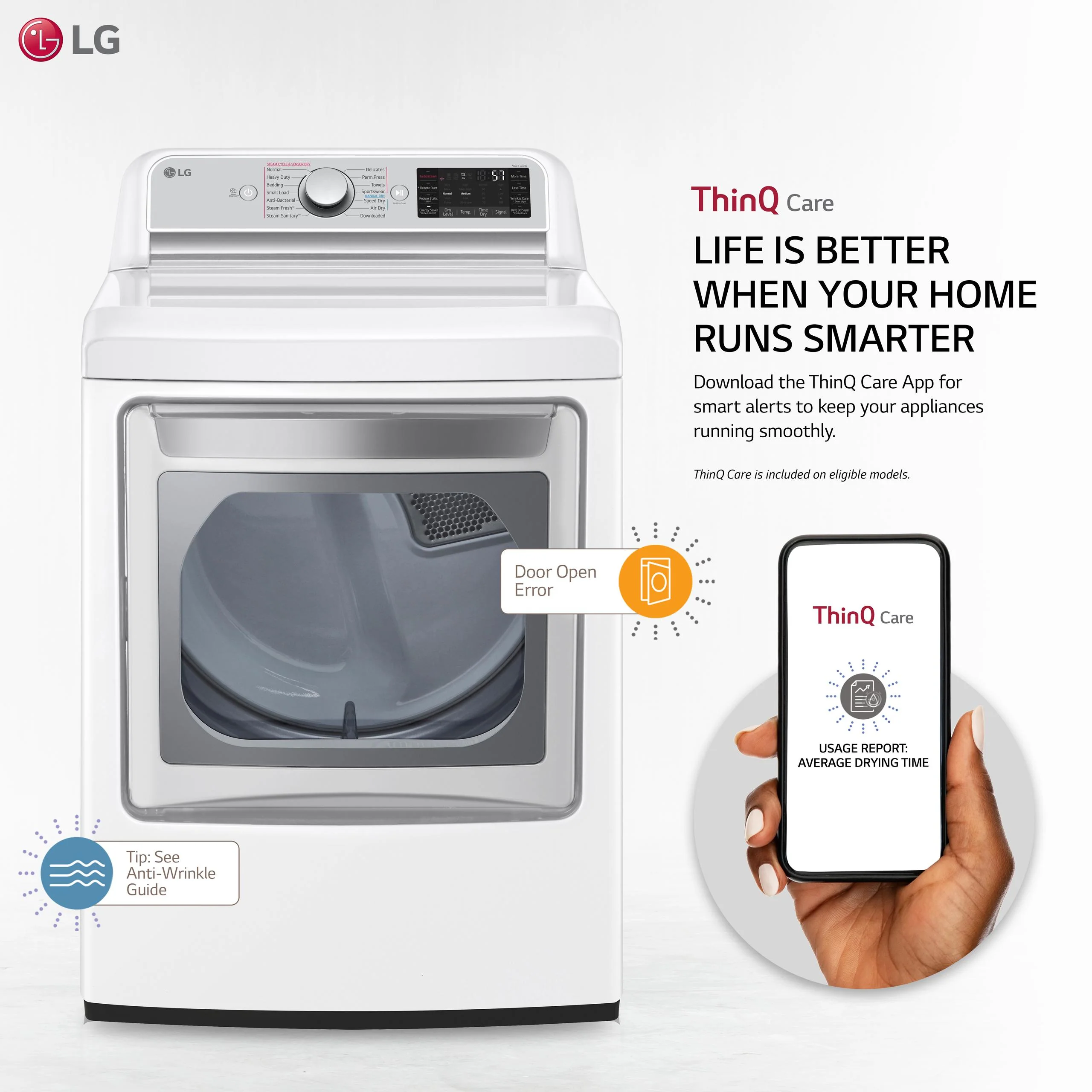 Lg 7.3 cu. ft. Ultra Large Capacity Smart wi-fi Enabled Rear Control Gas Dryer with TurboSteam™ - Image 2