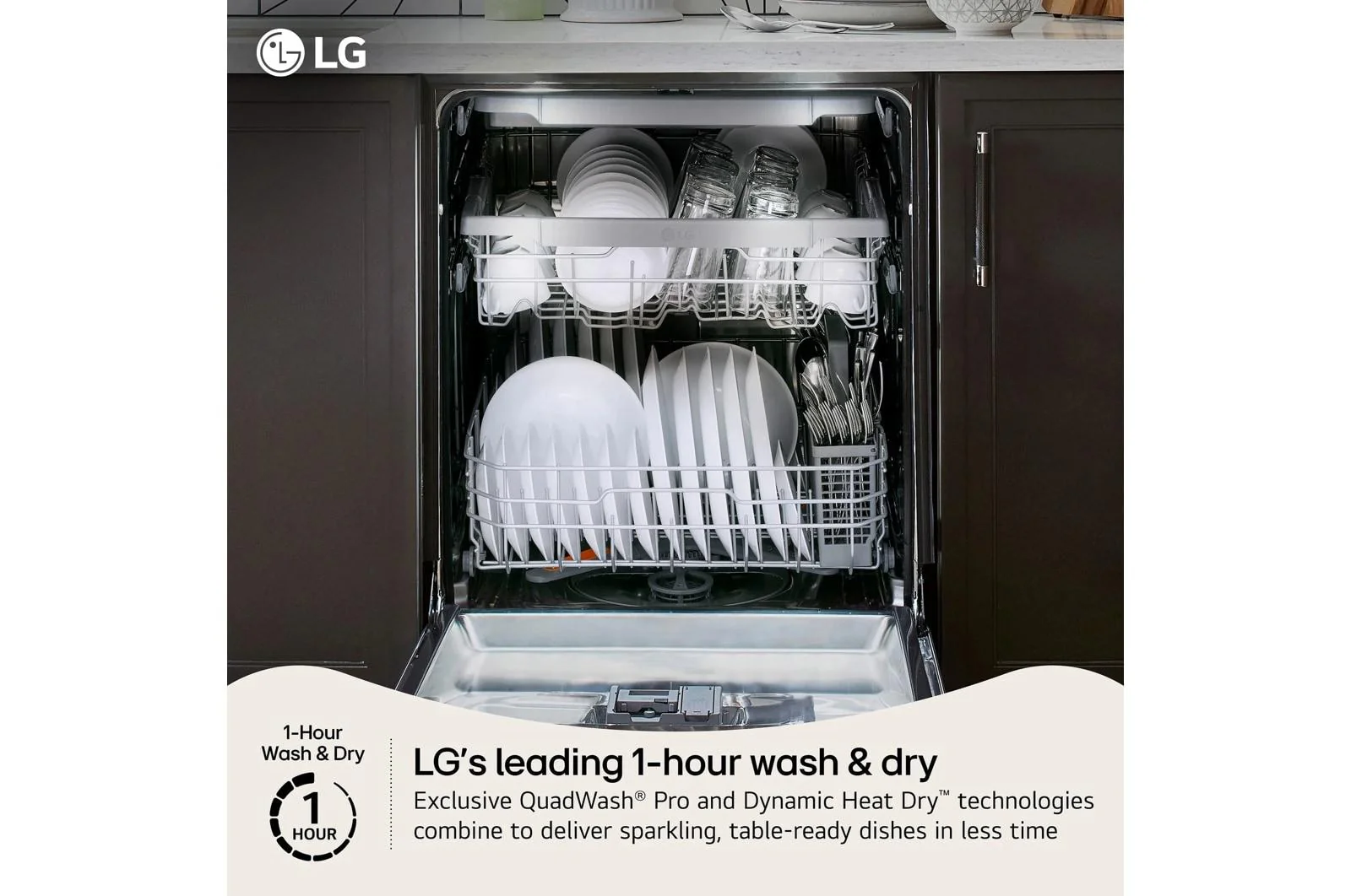 Lg LDNTH753D Smart FlushFit™ Top Control Dishwasher with 1-Hour Wash & Dry, QuadWash® Pro, TrueSteam® and Dynamic Heat Dry™ w/AutoVent Dry™ - Image 4