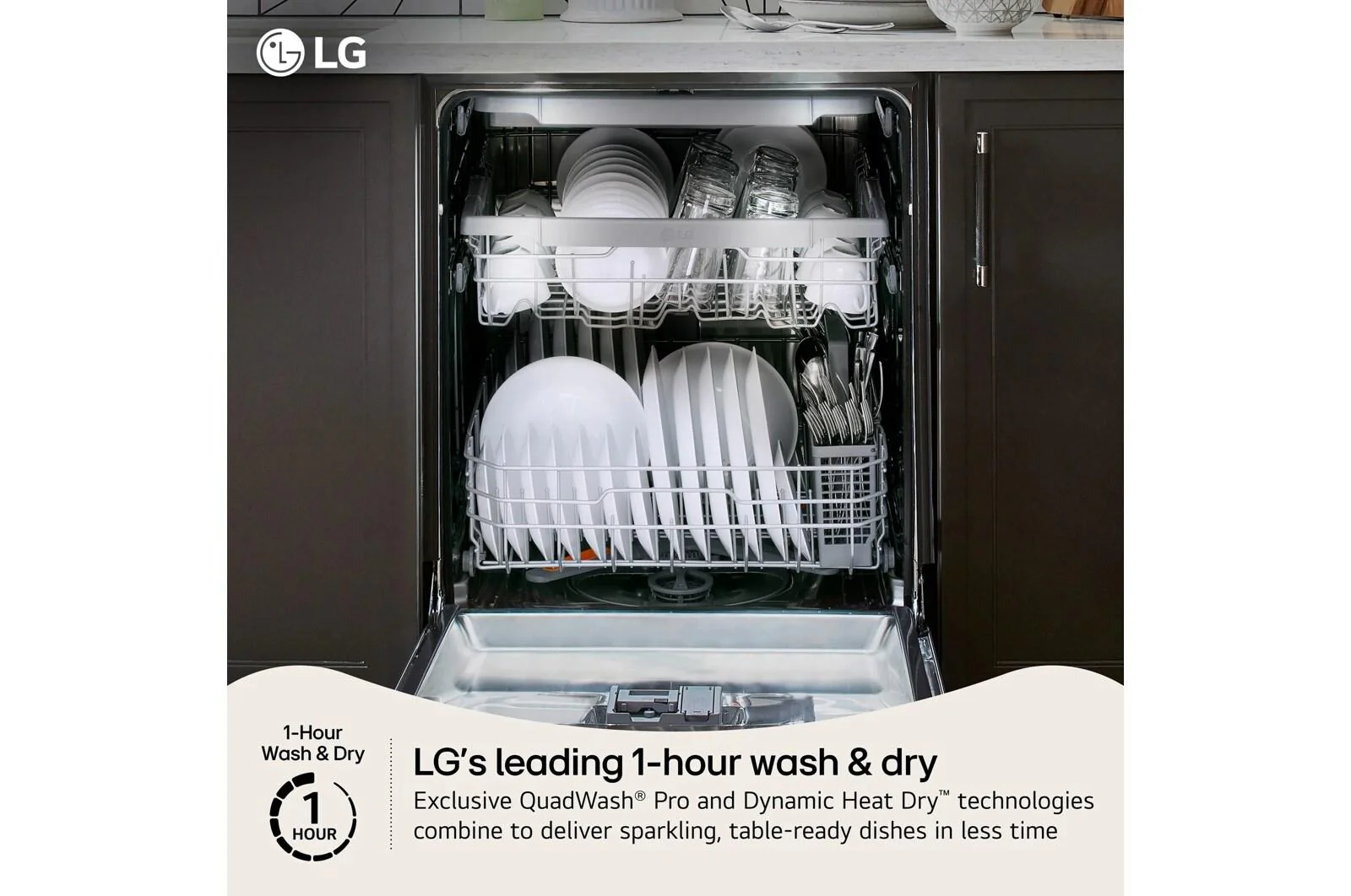 Lg LDNTM545S Smart FlushFit™ Top Control Dishwasher with 1-Hour Wash & Dry, QuadWash® Pro, and Dynamic Heat Dry™ w/AutoVent Dry™ - Image 5