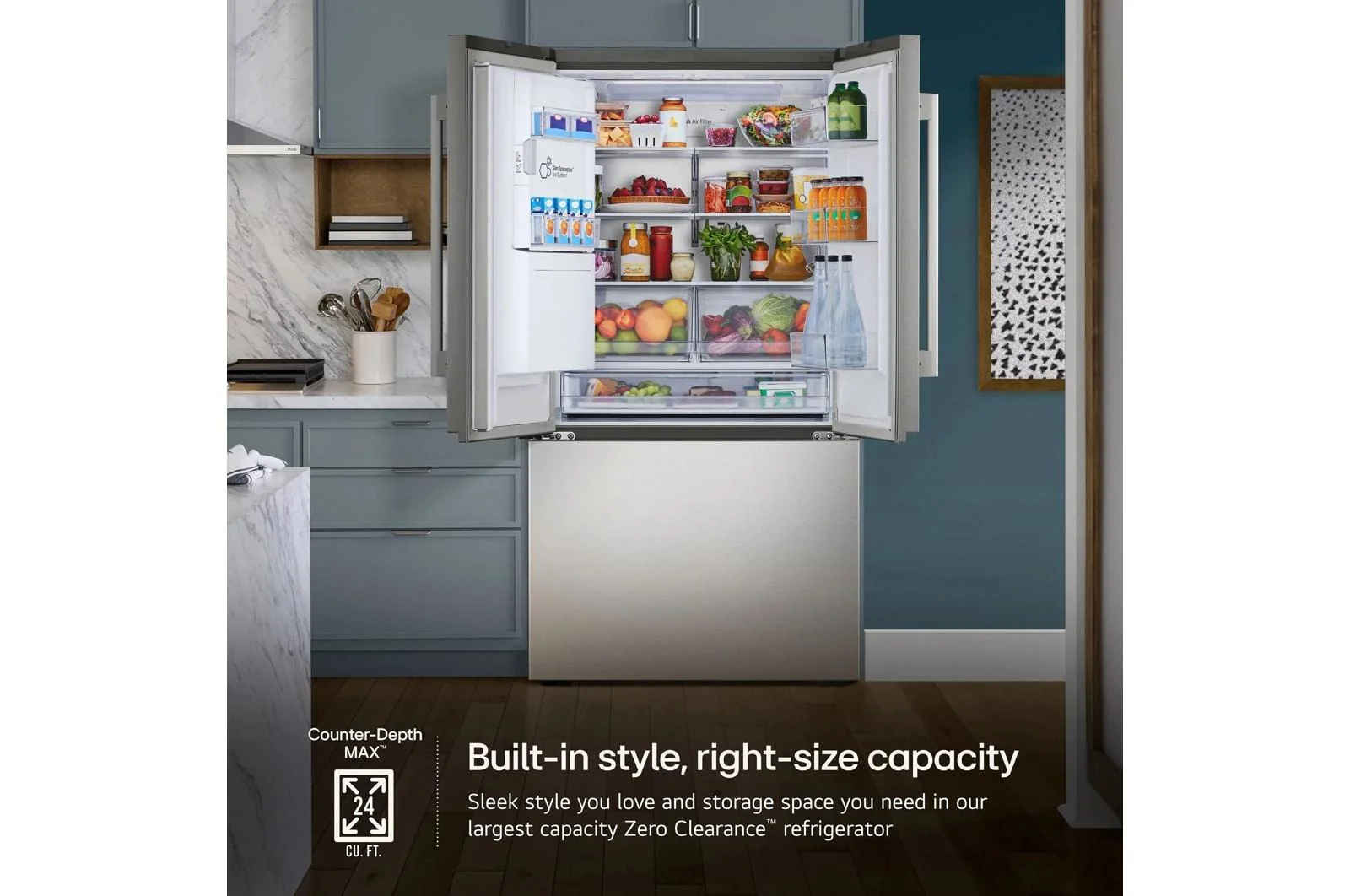 Lg LF24Z6330S 24 cu. ft. Counter-Depth MAX™ with Zero Clearance™ 3-Door French Door Refrigerator - Image 8