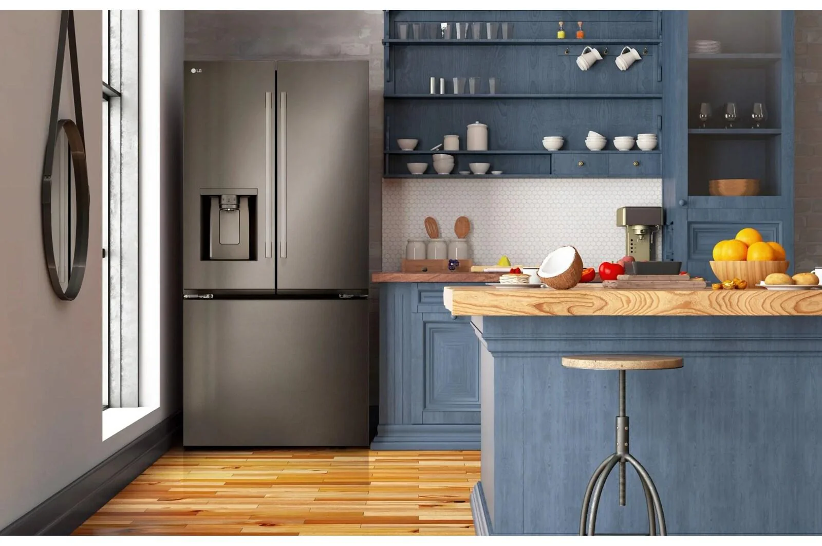 Lg LF25H6330D 25 cu. ft. 3-Door French Door Refrigerator with NEW Hybrid Handle Design and External Ice and Water Dispenser - Image 4