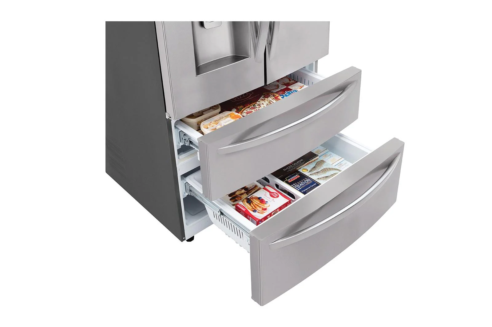 Lg LMXS28626S 28 cu. ft. 4-Door French Door, Standard Depth, Ice & Water, Double Freezer, Stainless Steel - Image 11