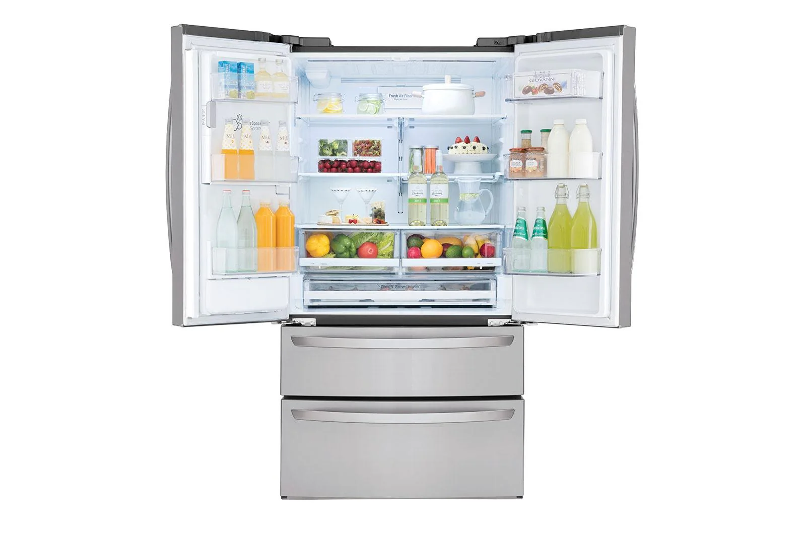 Lg LMXS28626S 28 cu. ft. 4-Door French Door, Standard Depth, Ice & Water, Double Freezer, Stainless Steel - Image 6