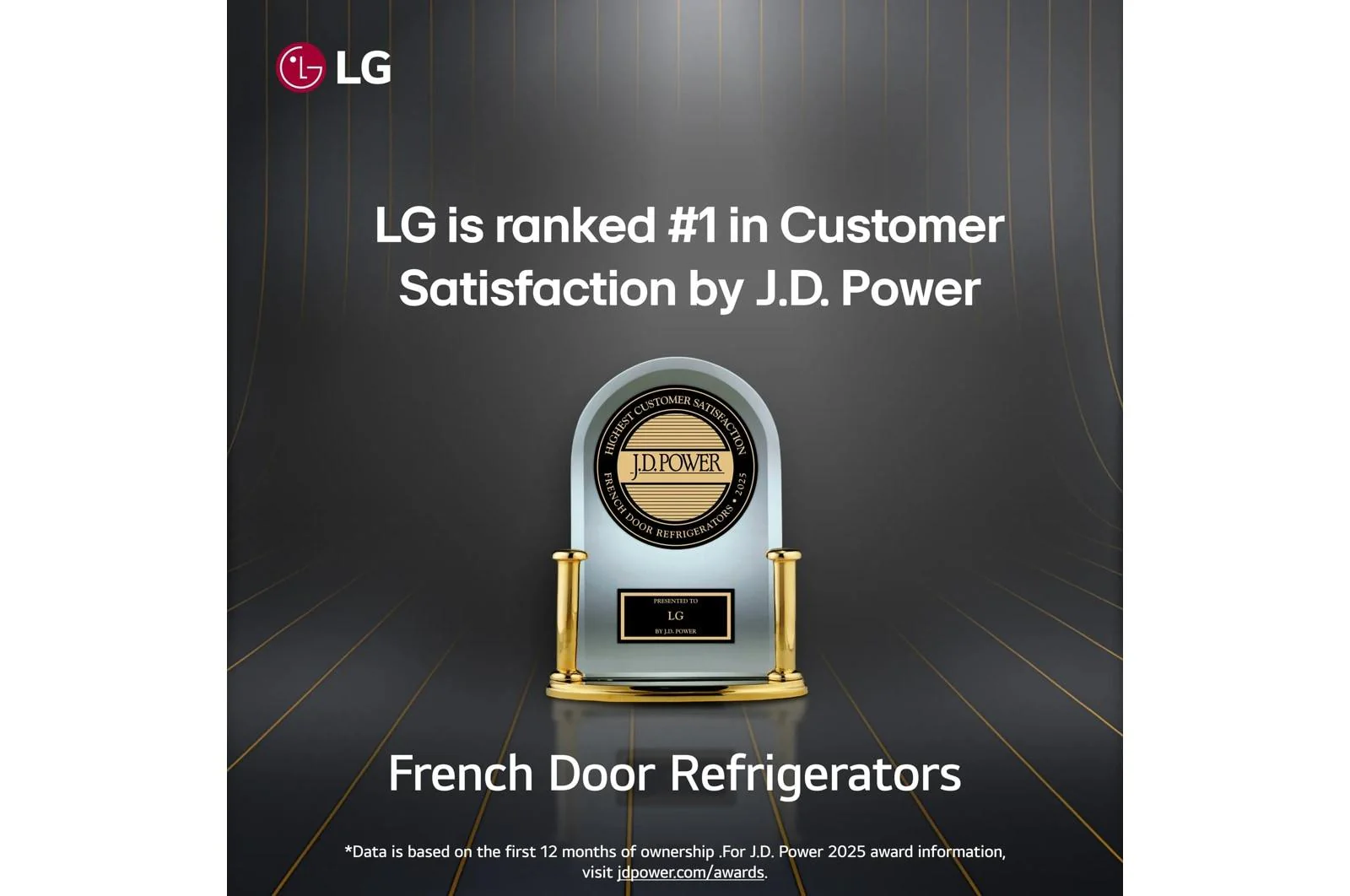 Lg LRFLC2706D 36" Wide, 27 cu ft. 3 Door French Door, C/Depth Refrigerator with Internal Water Dispenser, PrintProof Black Stainless Steel - Image 3