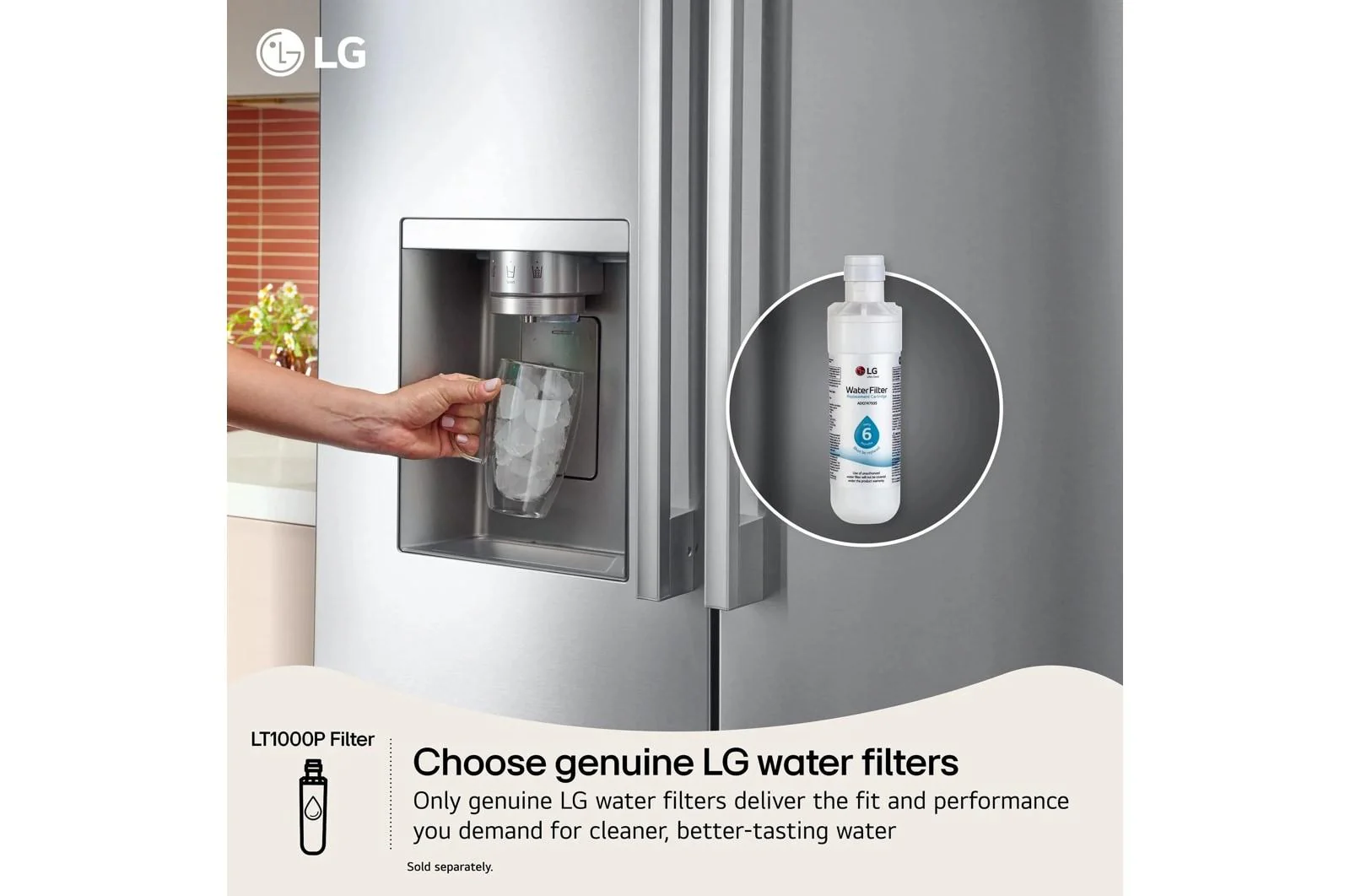 Lg LRFLC2706D 36" Wide, 27 cu ft. 3 Door French Door, C/Depth Refrigerator with Internal Water Dispenser, PrintProof Black Stainless Steel - Image 8