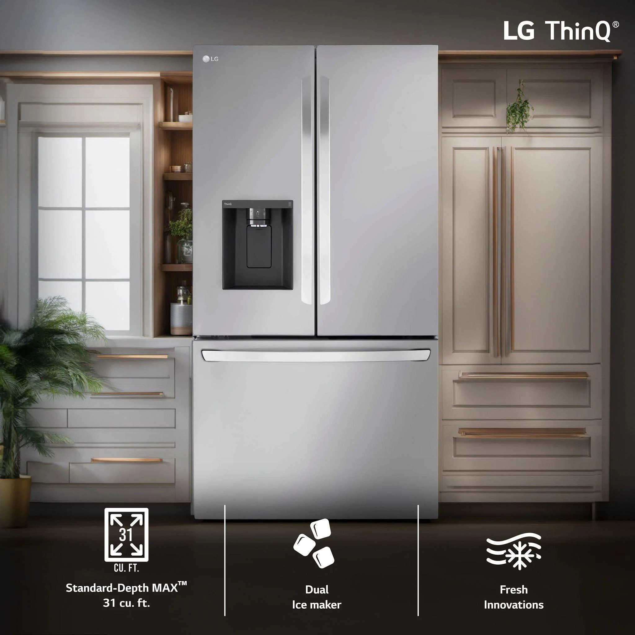 Lg LRFXS3106S 31 cu. ft. Smart Standard-Depth MAX™ French Door Refrigerator with Dual Ice - Image 14