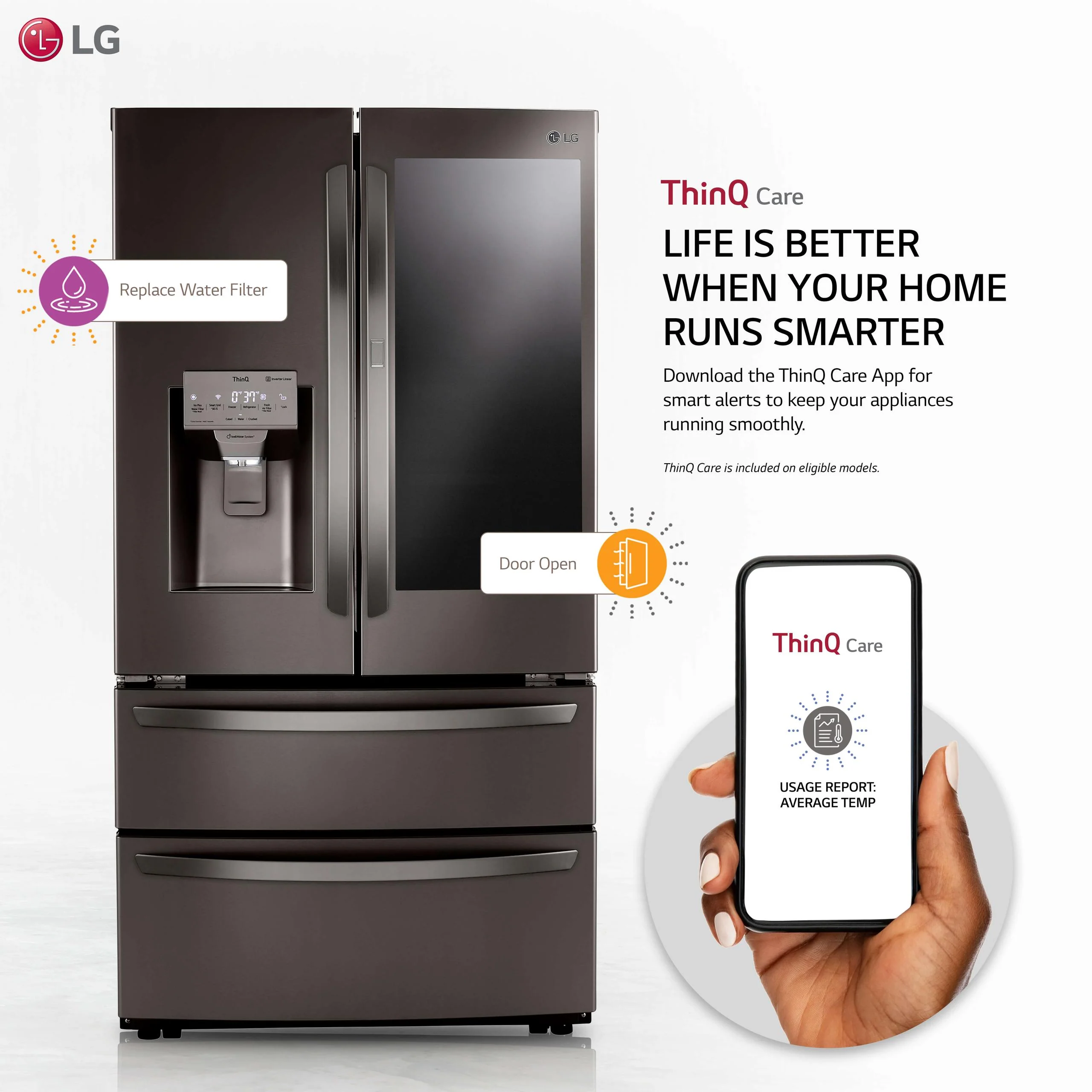 28 cu ft. Smart InstaView® Door-in-Door® Double Freezer Refrigerator with Craft Ice™ - Image 2
