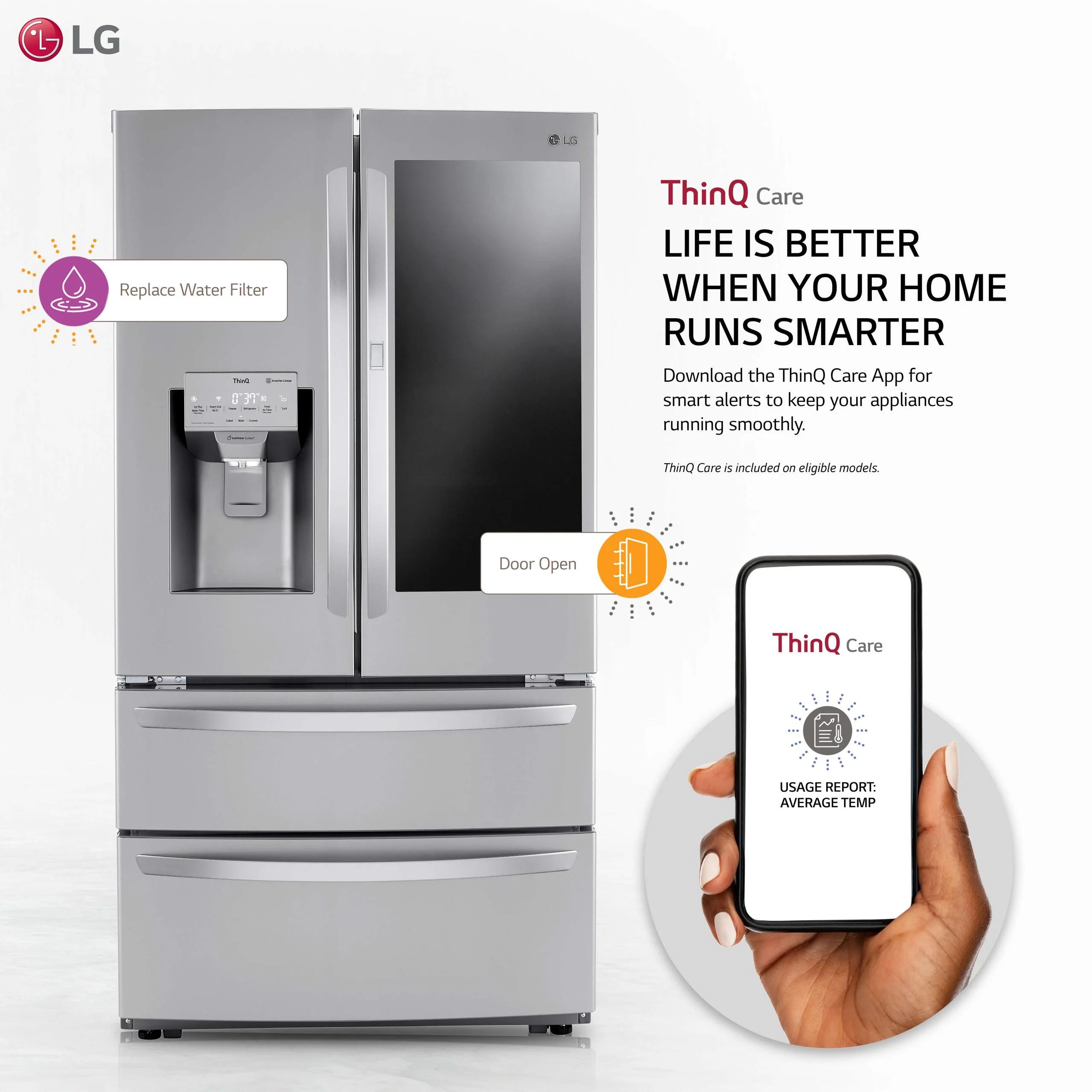Lg LRMVS2806S 28 cu. ft. Smart InstaView® Door-in-Door® Double Freezer Refrigerator with Craft Ice™ - Image 2