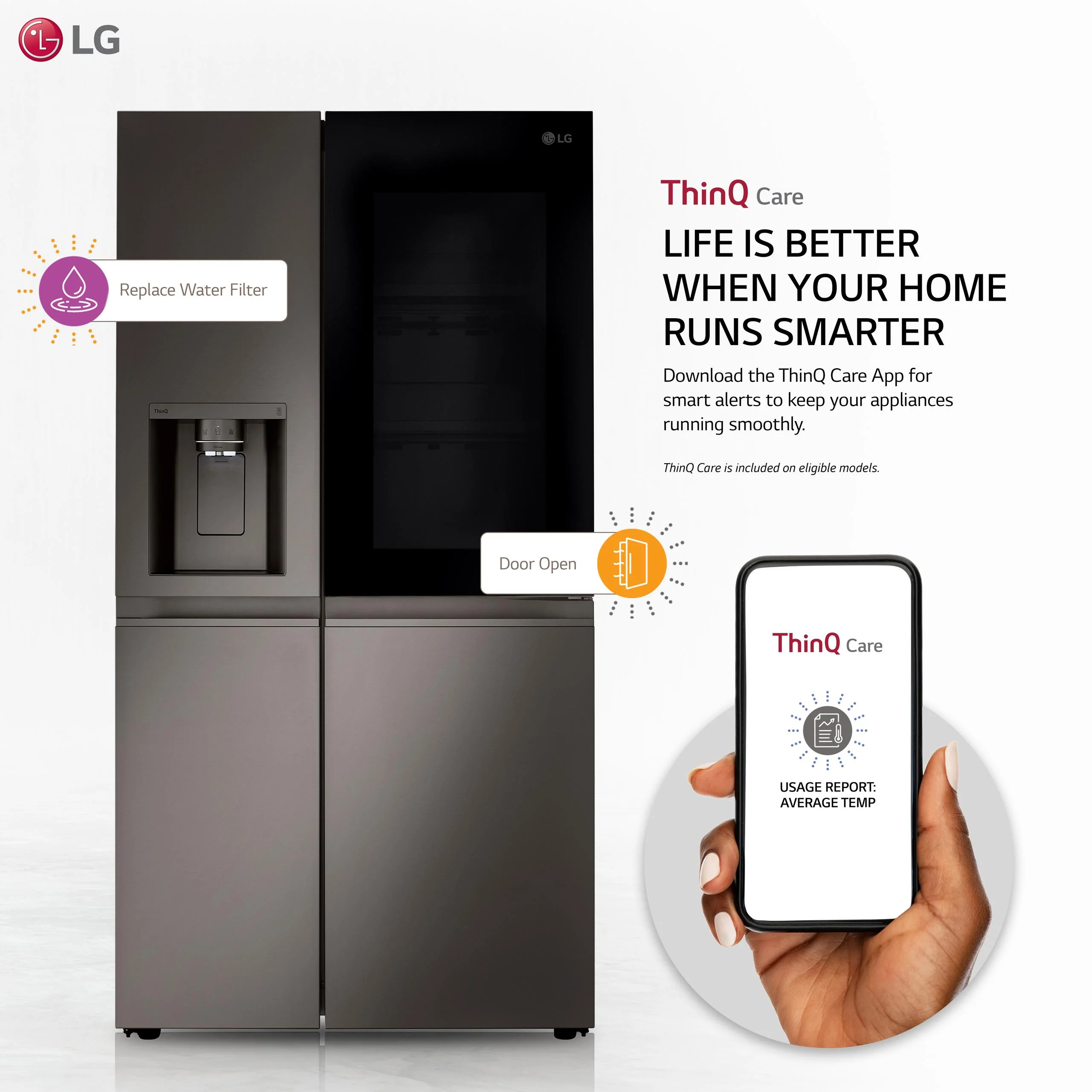 Lg LRSOC2306D 23 cu. ft. Side-By-Side Counter-Depth InstaView® Refrigerator with Craft Ice™ - Image 2