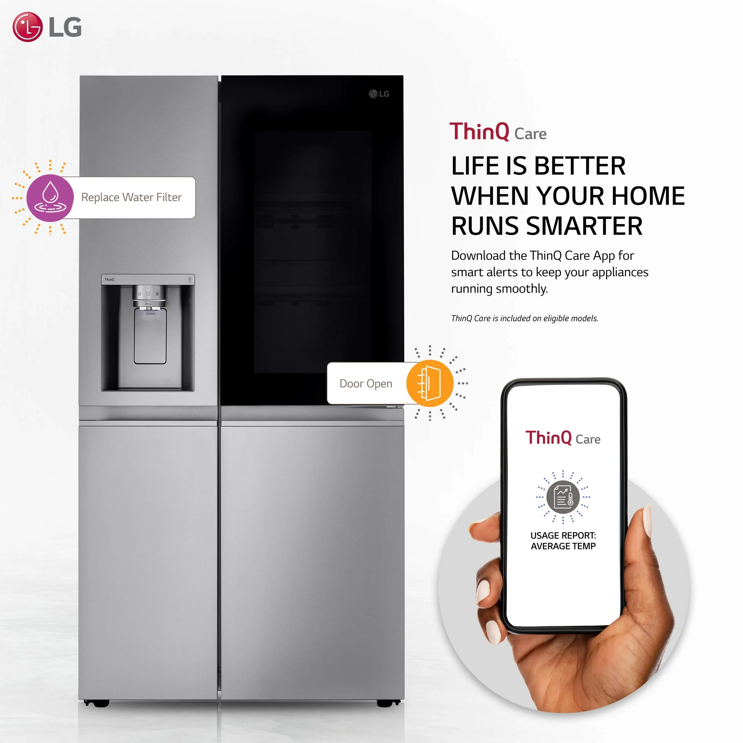 Lg LRSOC2306S 23 cu. ft. Smart Side-by-Side Counter-Depth InstaView® Refrigerator with Craft Ice™ - Image 2