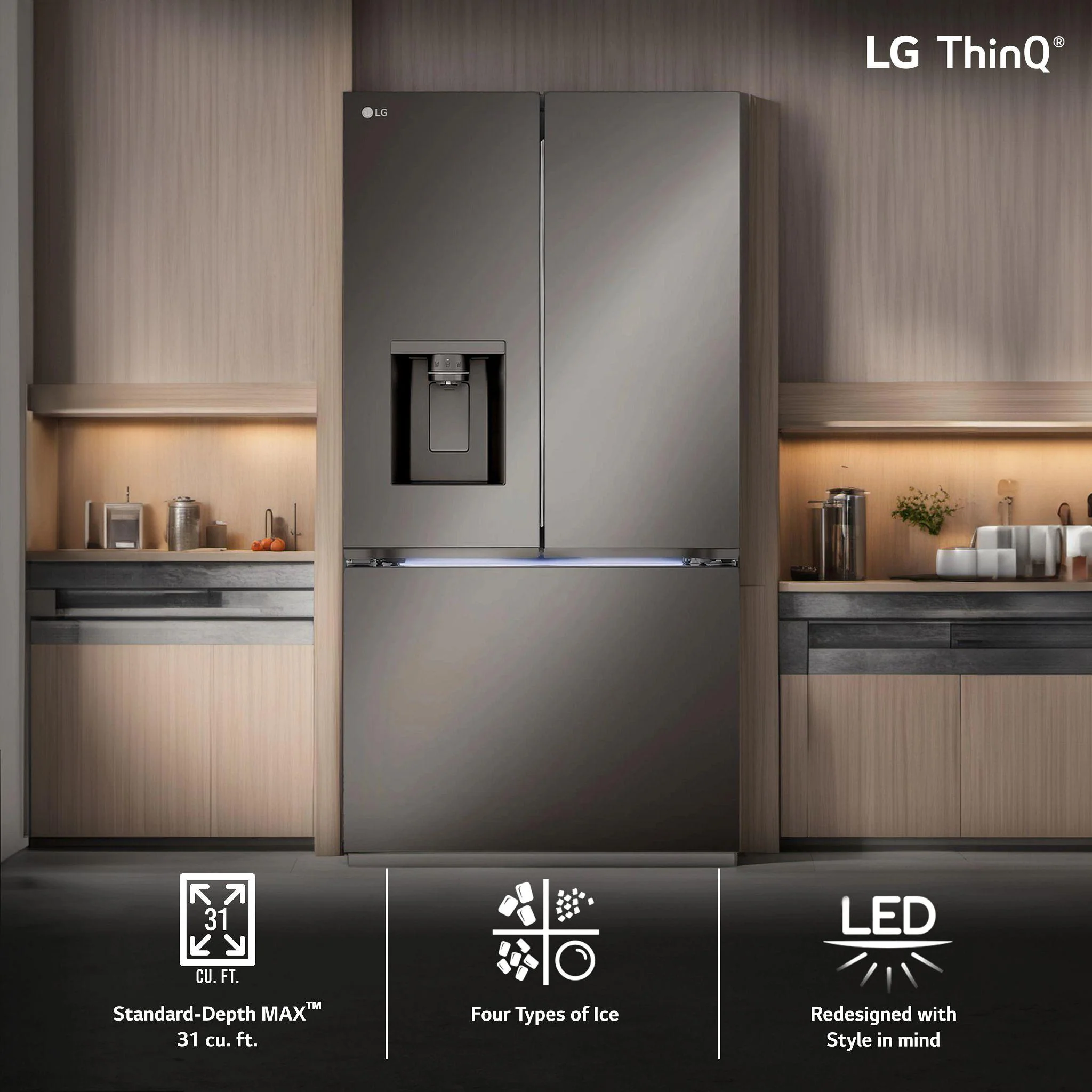 Lg 31 cu. ft. Smart Standard-Depth MAX™ French Door Refrigerator with Four Types of Ice - Image 12