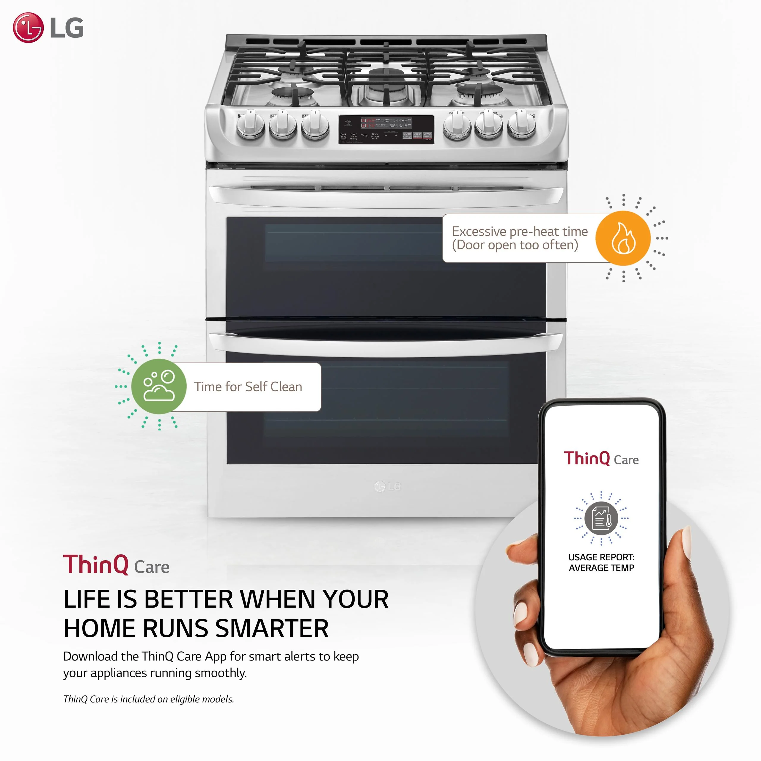 6.9 cu. ft. Smart wi-fi Enabled Gas Double Oven Slide-In Range with ProBake Convection® and EasyClean® - Image 2