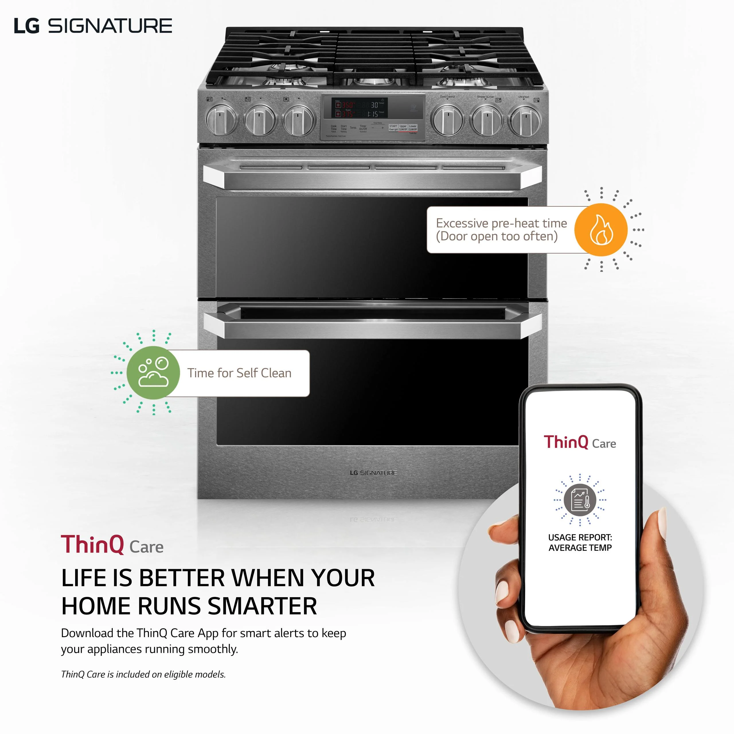 LUTD4919SN LG SIGNATURE 7.3 cu. ft. Smart Wi-Fi Enabled Dual Fuel Double Oven Range with ProBake Convection® - Image 2