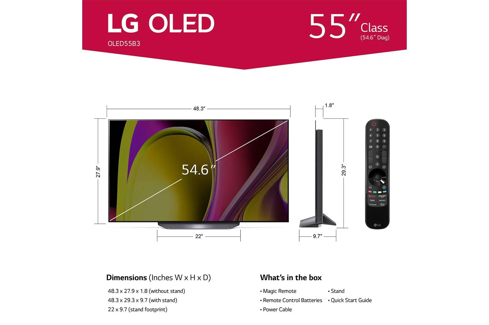 OLED55B3PUA LG 55 Inch Class B3 series OLED 4K UHD Smart webOS 23 w/ ThinQ AI TV - Image 7
