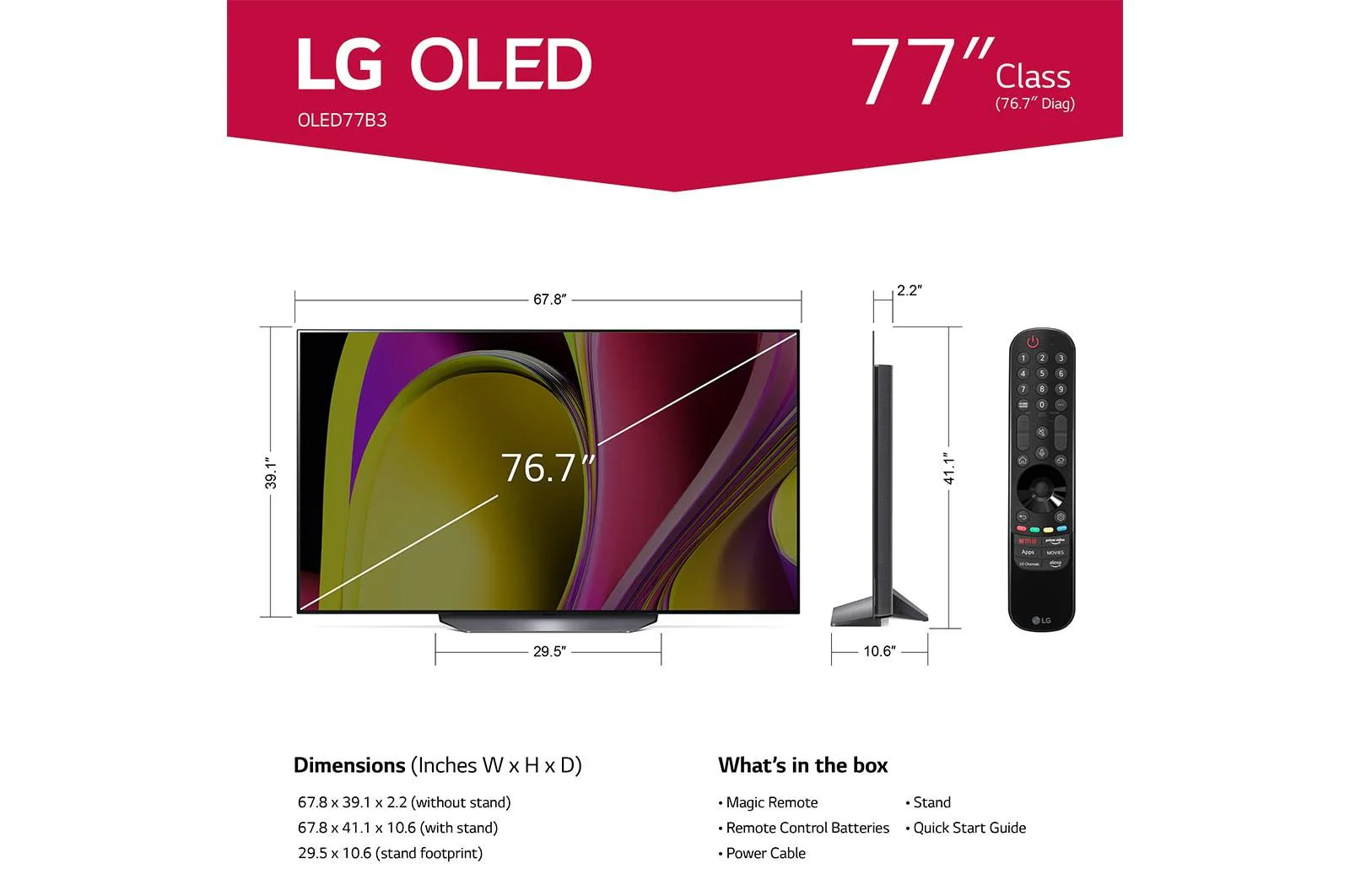 OLED77B3PUA LG 77 Inch Class B3 series OLED 4K UHD Smart webOS 23 w/ ThinQ AI TV - Image 7