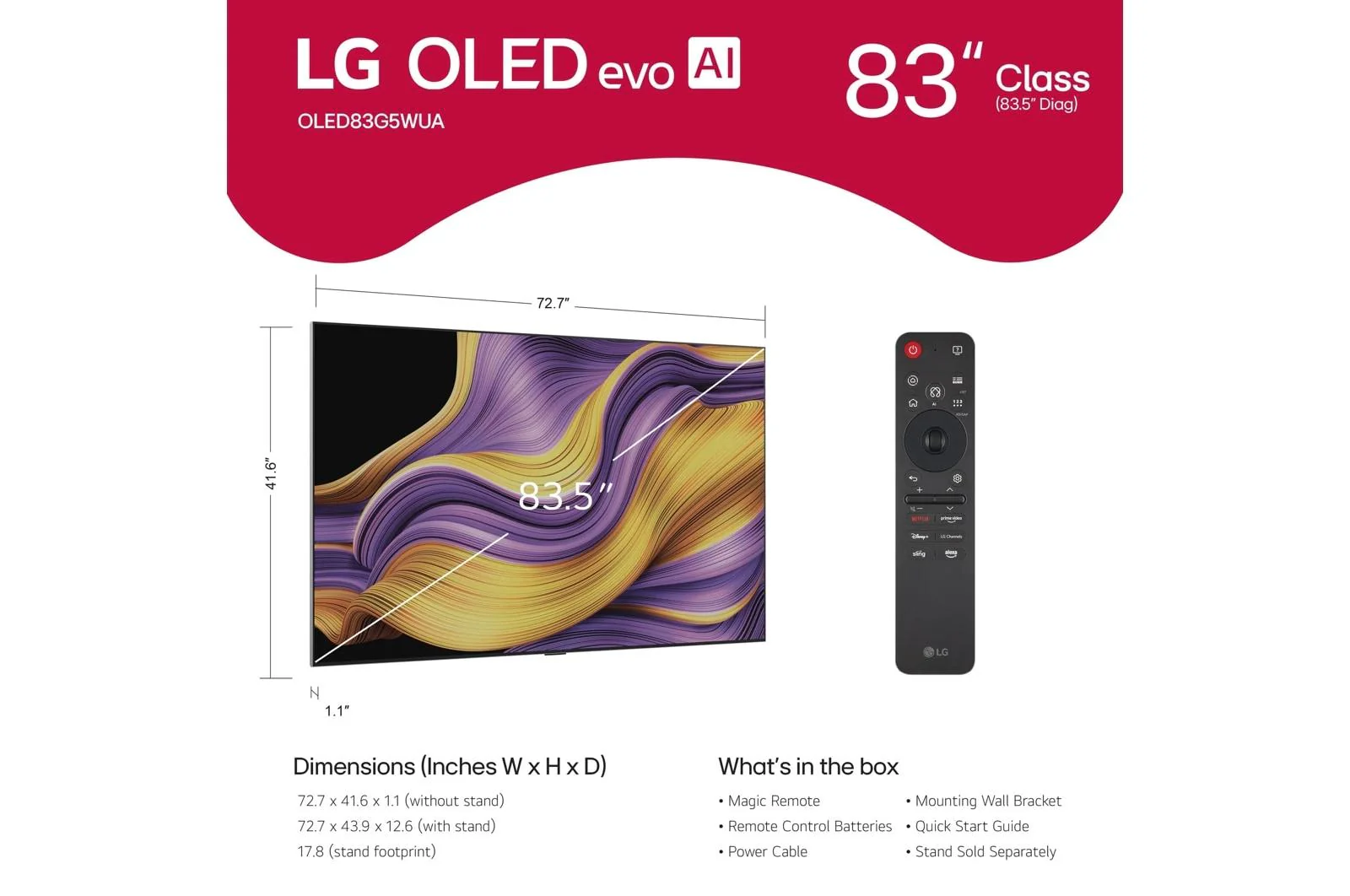 Lg OLED83G5WUA 83 Inch Class LG OLED evo AI G5 4K Smart TV 2025 with Supplied Wall Mount - Image 13